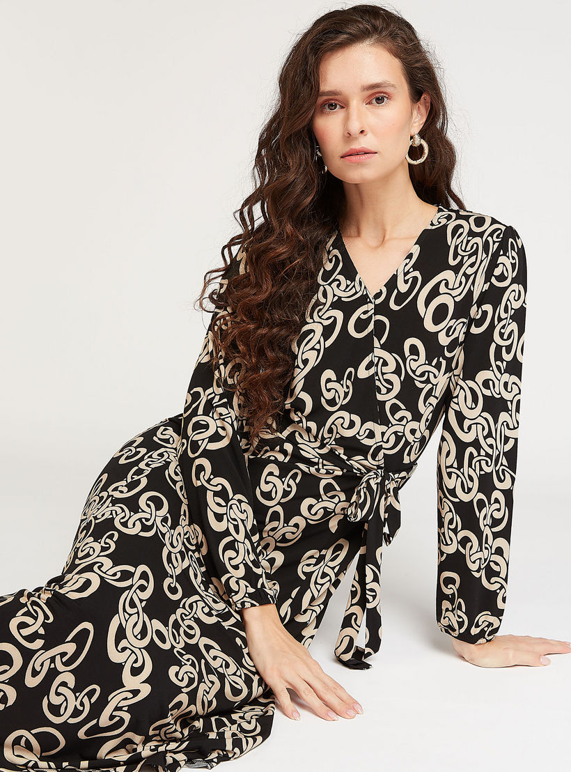 فستان مستدام ملفوف ميدي بأكمام طويلة وأربطة وطبعات-women-clothing-dresses-image-1