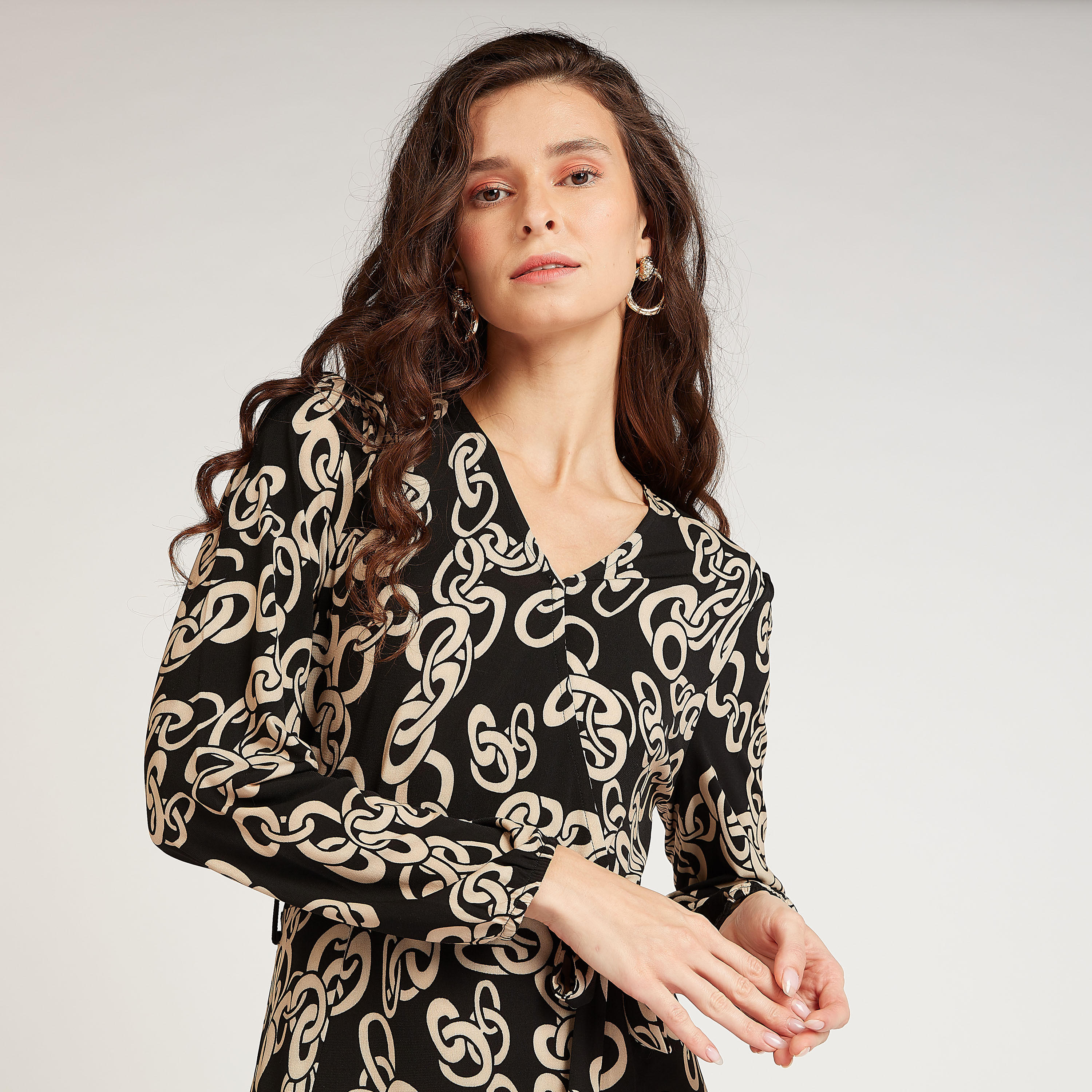 فستان مستدام ملفوف ميدي بأكمام طويلة وأربطة وطبعات-women-clothing-dresses-image-3