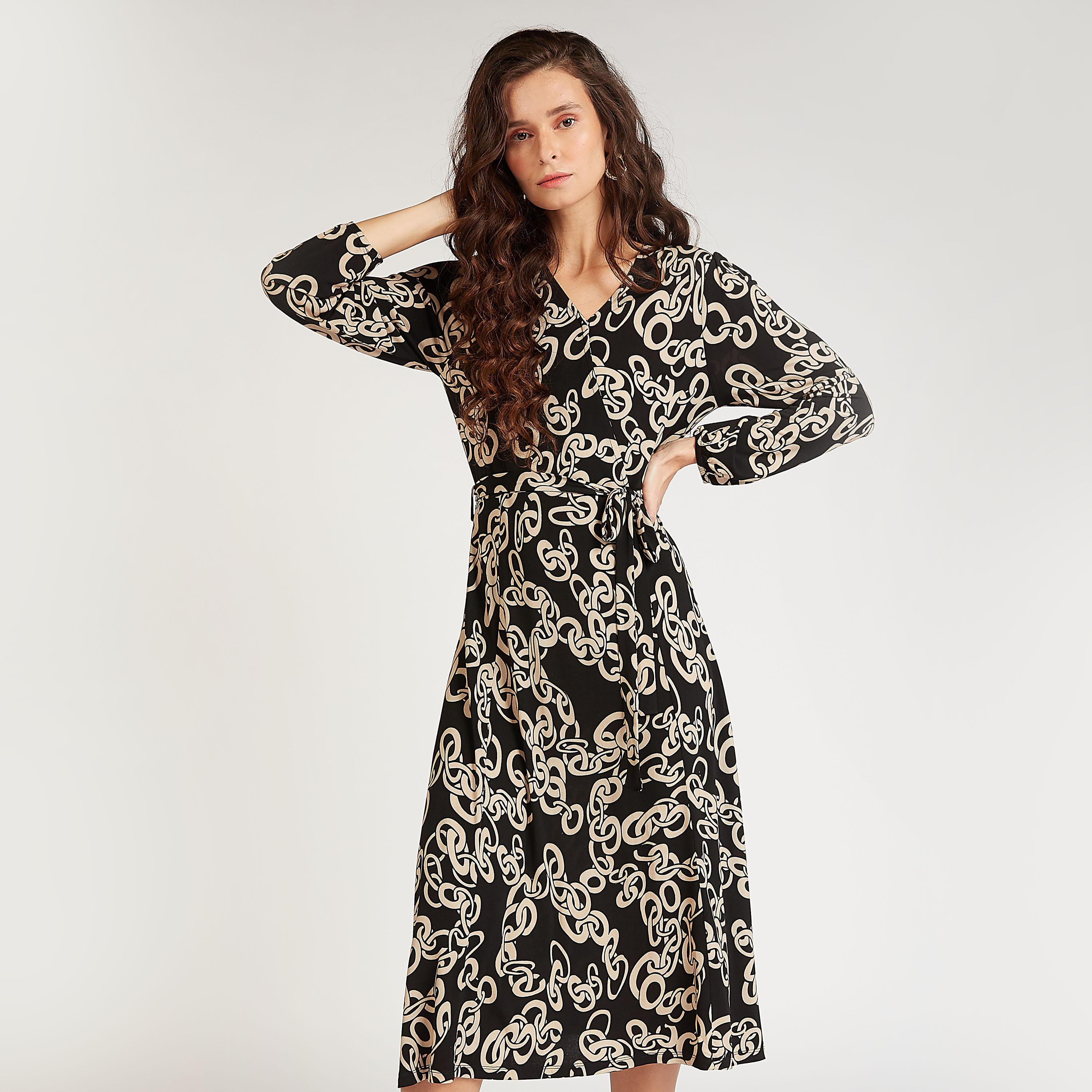 فستان مستدام ملفوف ميدي بأكمام طويلة وأربطة وطبعات-women-clothing-dresses-image-5