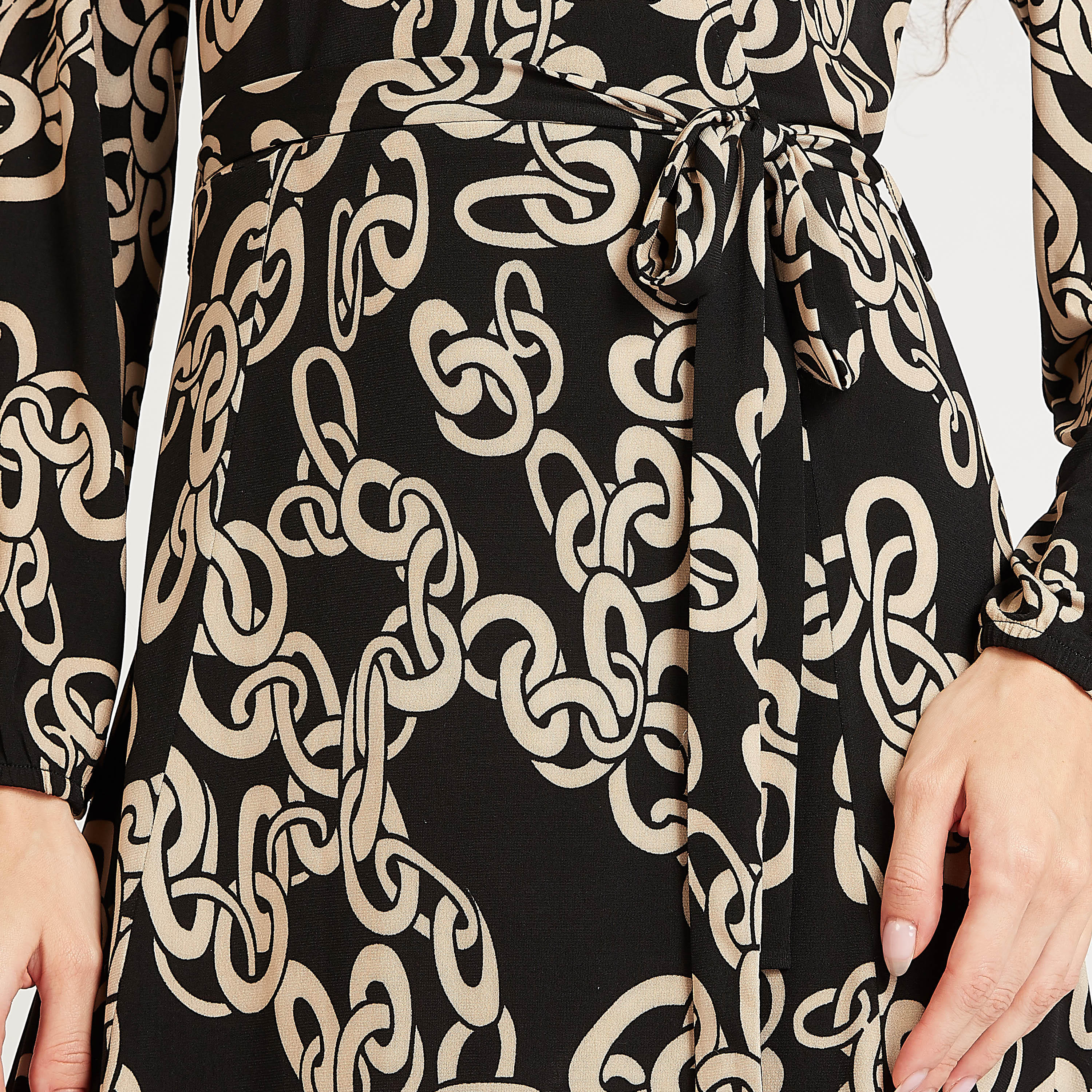 فستان مستدام ملفوف ميدي بأكمام طويلة وأربطة وطبعات-women-clothing-dresses-image-6