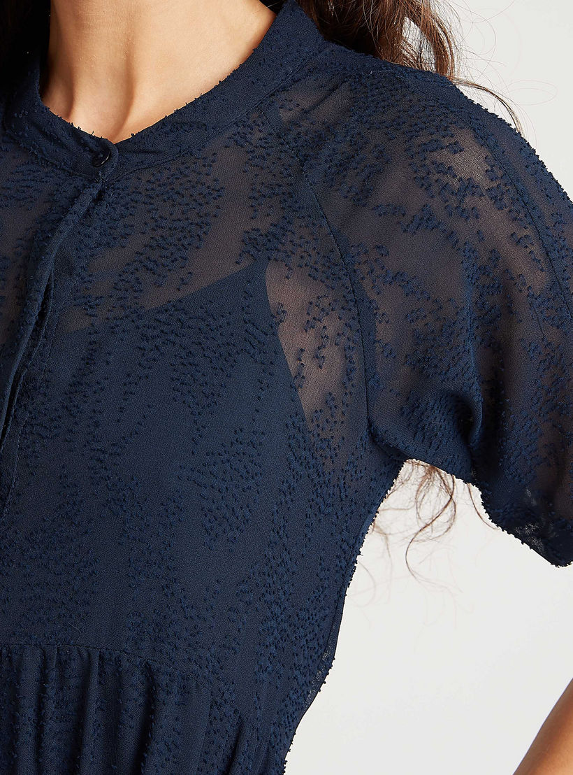 فستان مستدام إيه لاين ميدي بأكمام قصيرة و تفاصيل دانتيل-women-clothing-dresses-image-3
