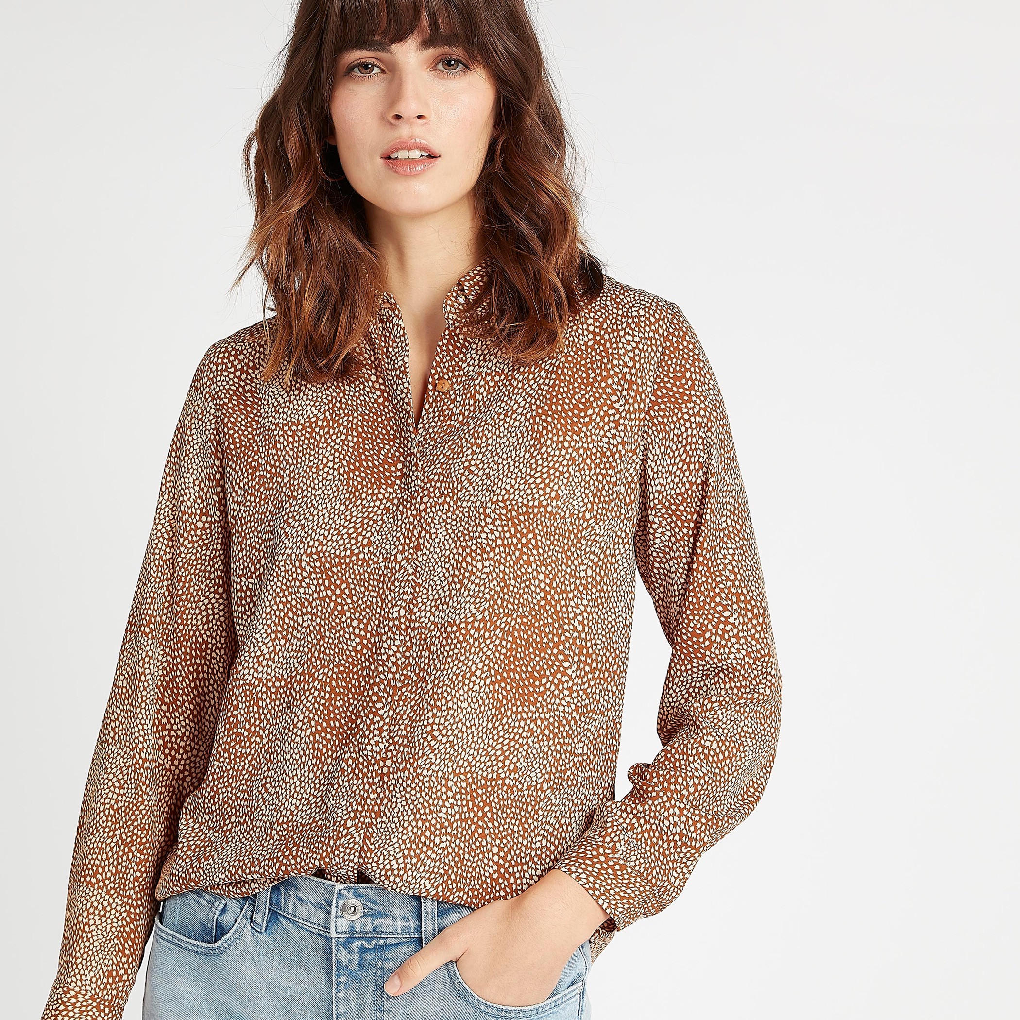 Printed Shirt with Spread Collar and Long Sleeves-women-clothing-shirtsandblouses-shirts-image-5