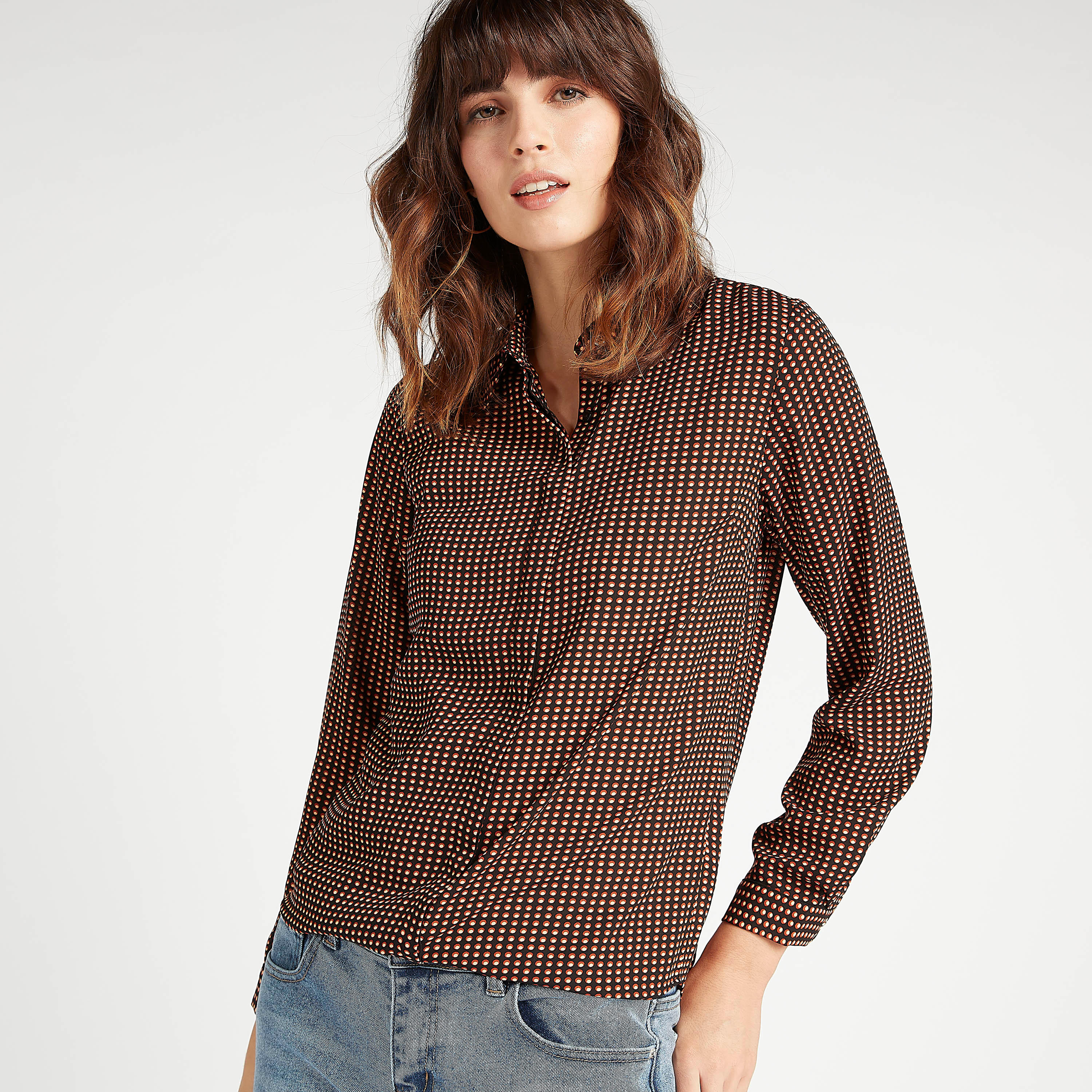 قميص بياقة واسعة وأكمام طويلة وطبعات منقّطة-women-clothing-shirtsandblouses-shirts-image-7