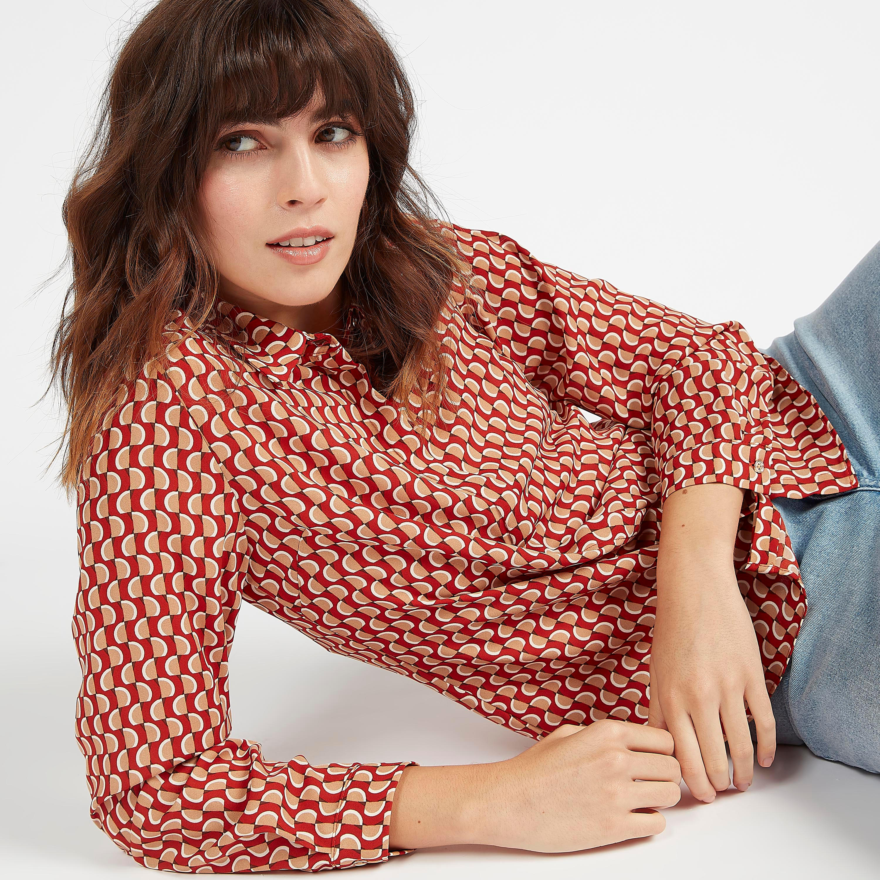 Printed Shirt with Spread Collar and Long Sleeves-women-clothing-shirtsandblouses-shirts-image-1