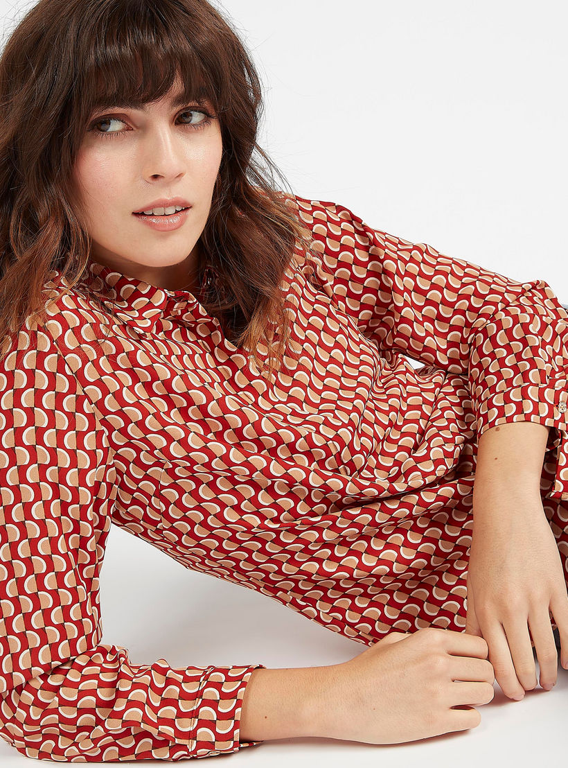 Printed Shirt with Spread Collar and Long Sleeves-women-clothing-shirtsandblouses-shirts-image-1