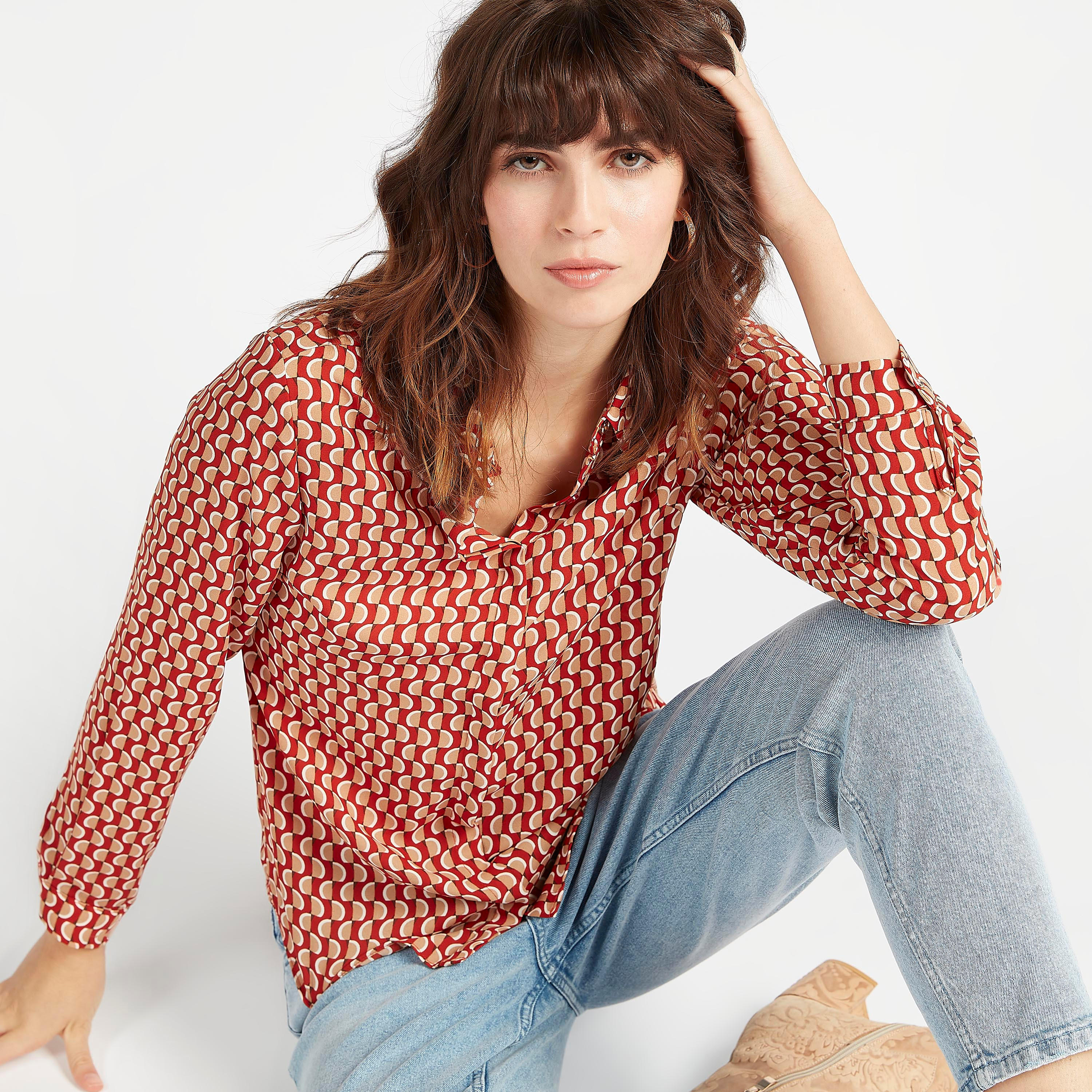 Printed Shirt with Spread Collar and Long Sleeves-women-clothing-shirtsandblouses-shirts-image-3