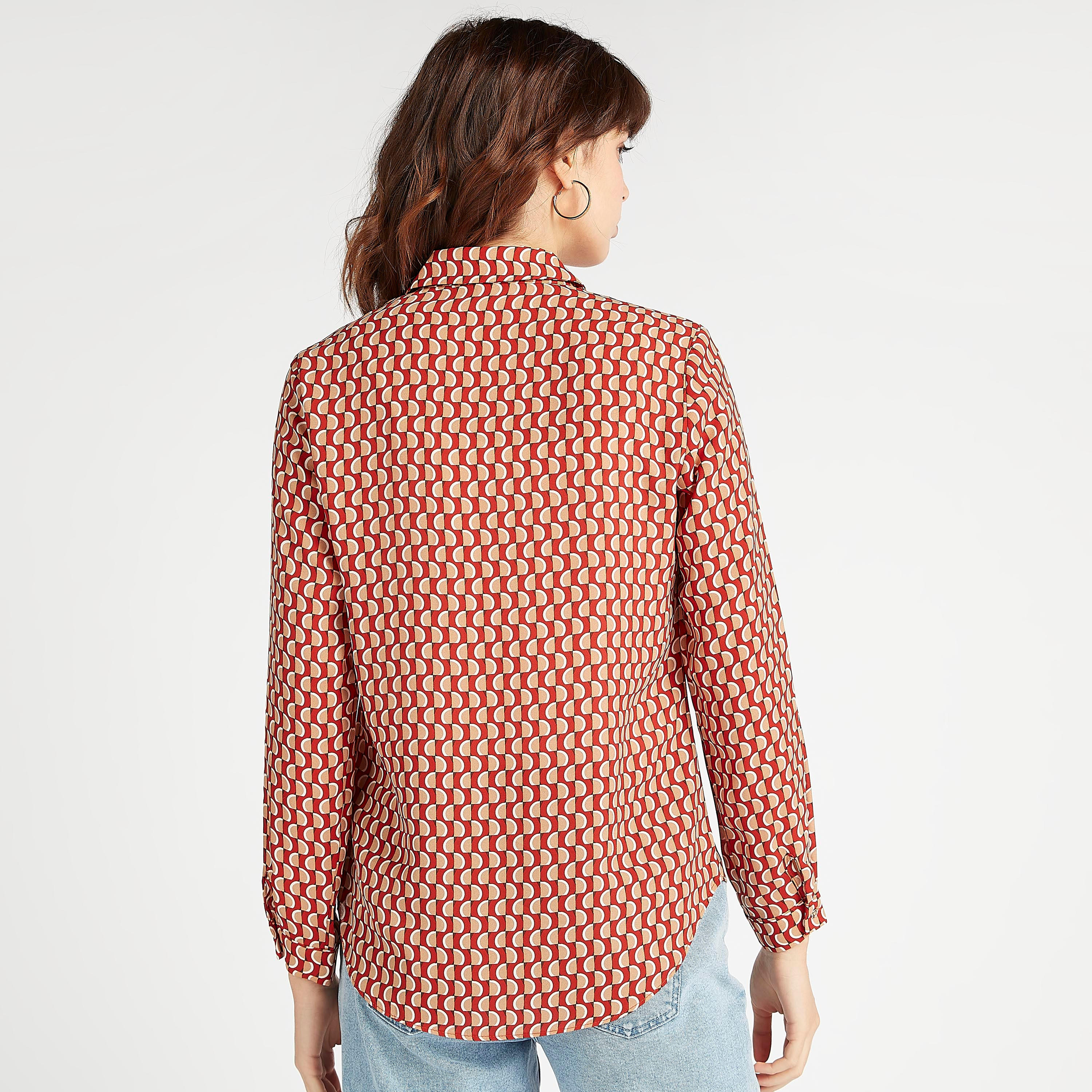 Printed Shirt with Spread Collar and Long Sleeves-women-clothing-shirtsandblouses-shirts-image-4