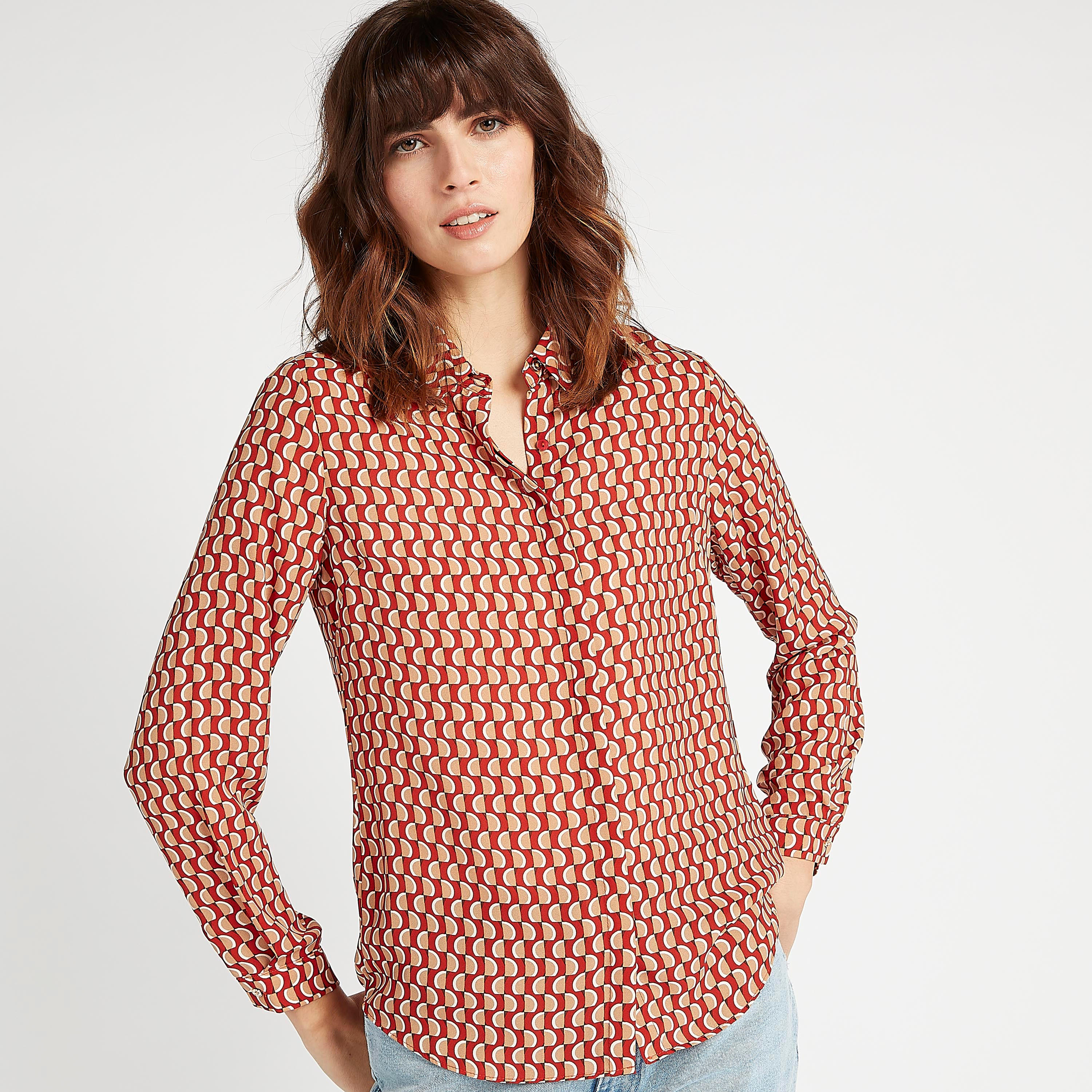 Printed Shirt with Spread Collar and Long Sleeves-women-clothing-shirtsandblouses-shirts-image-6