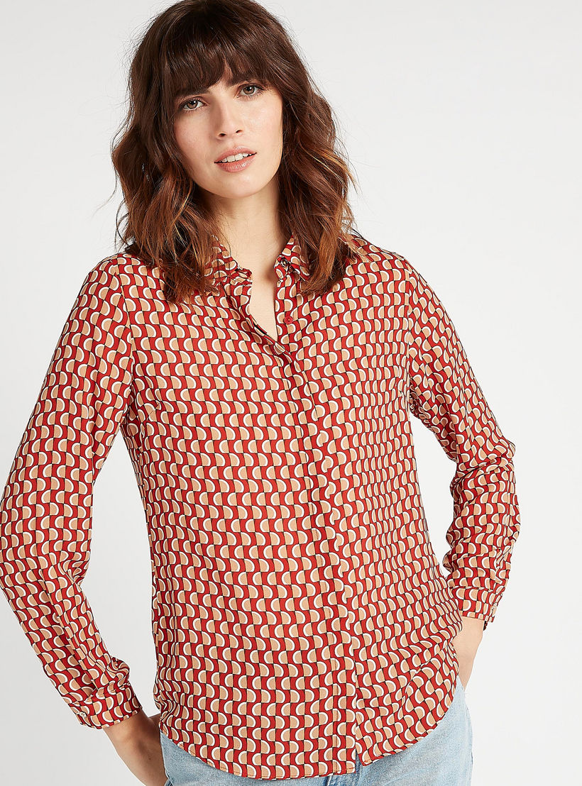 Printed Shirt with Spread Collar and Long Sleeves-women-clothing-shirtsandblouses-shirts-image-6