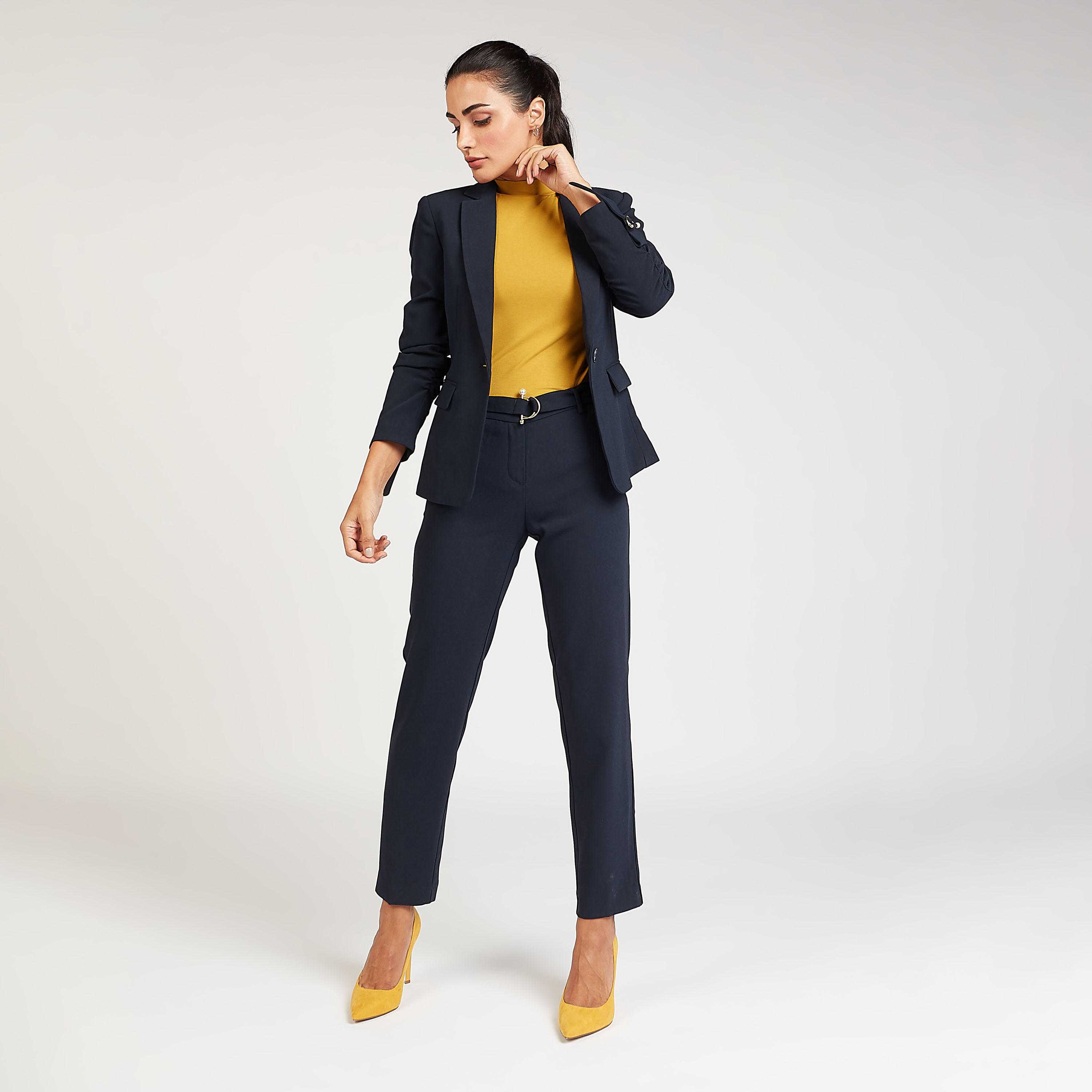 Solid Formal Blazer with Notched Lapel and Flap Pockets-women-clothing-coatsandjackets-blazers-image-7