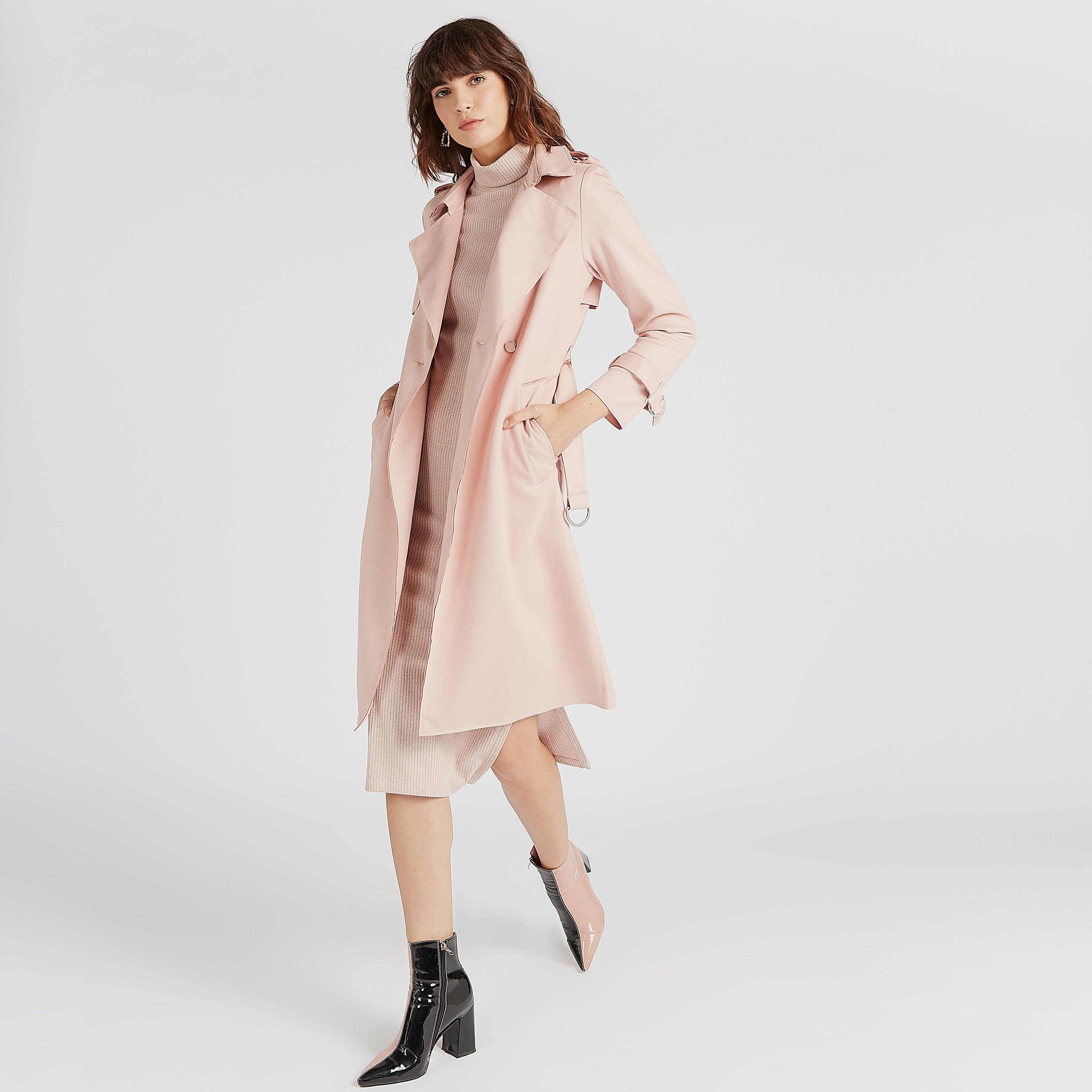 معطف سادة بحزام على الخصر وجيوب-women-clothing-coatsandjackets-coats-image-1