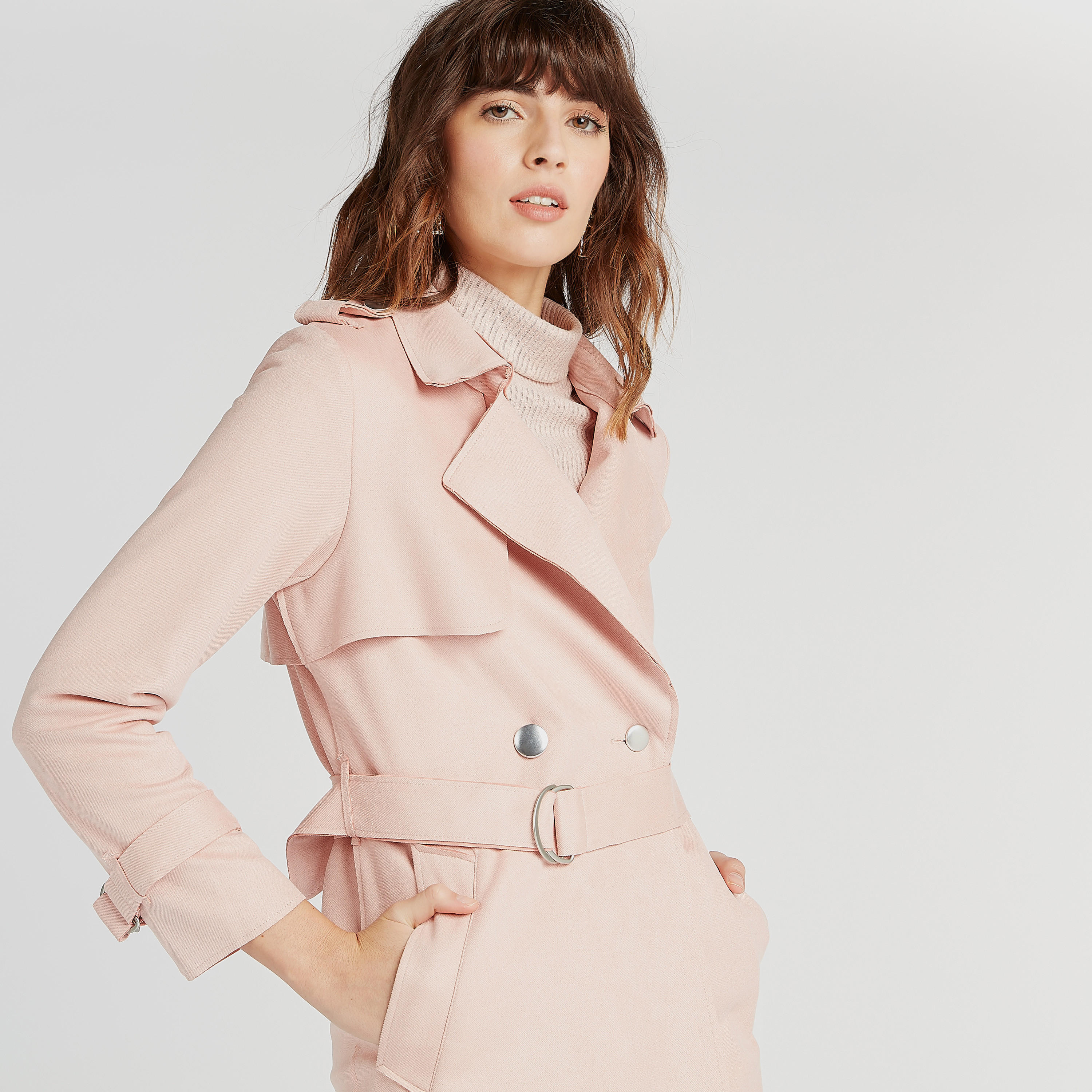 معطف سادة بحزام على الخصر وجيوب-women-clothing-coatsandjackets-coats-image-2