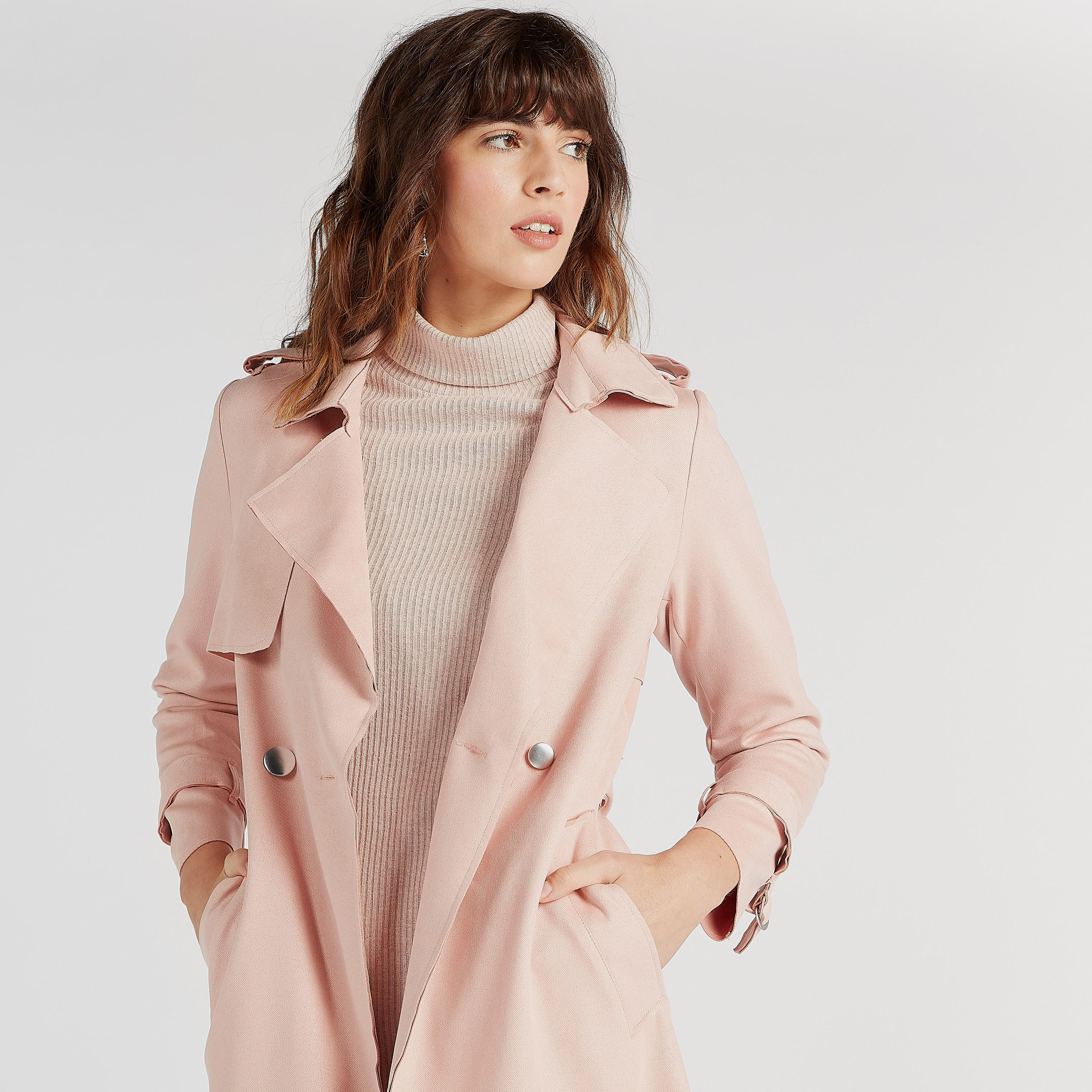 معطف سادة بحزام على الخصر وجيوب-women-clothing-coatsandjackets-coats-image-5