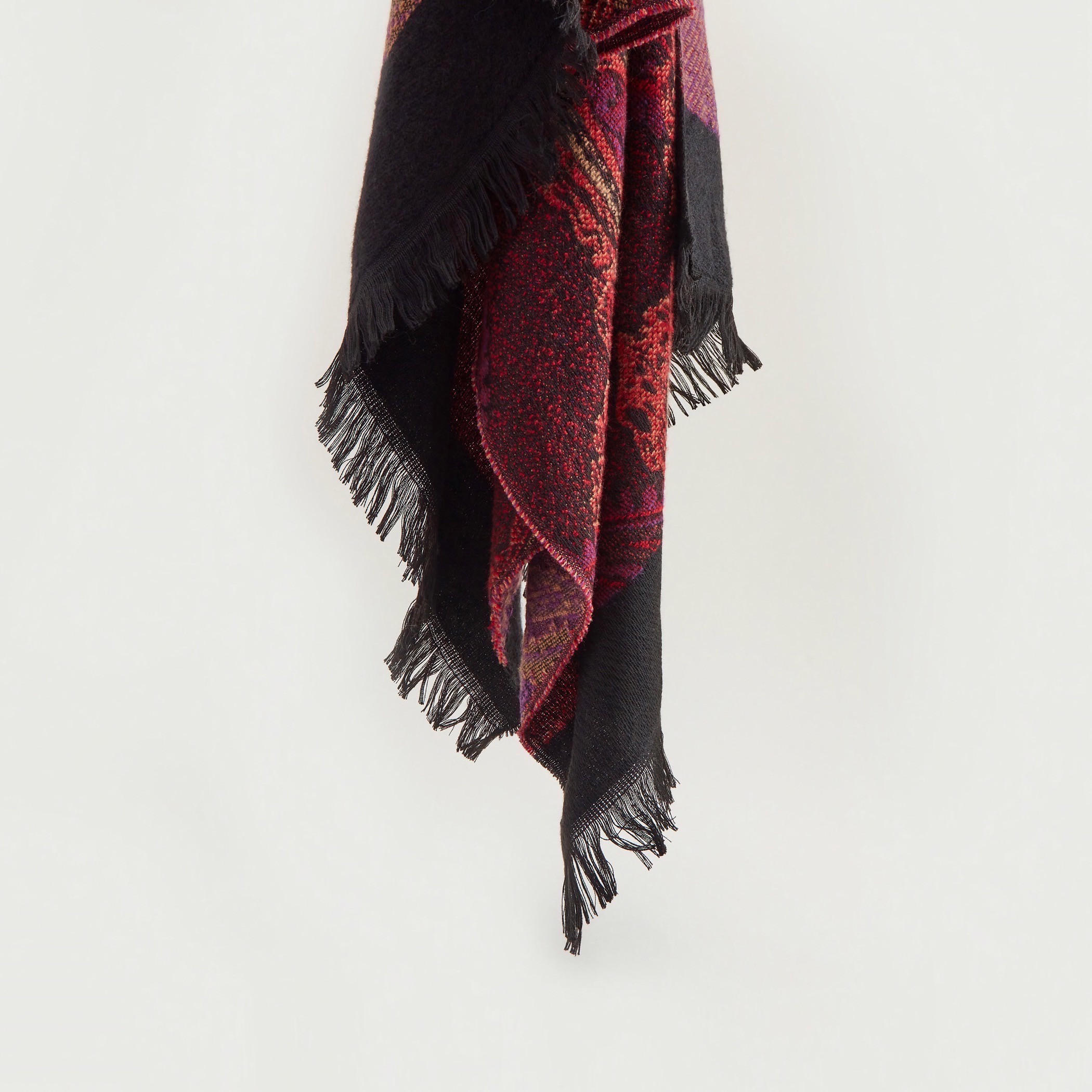 Textured Poncho with Fringes-women-clothing-shirtsandblouses-blouses-image-1