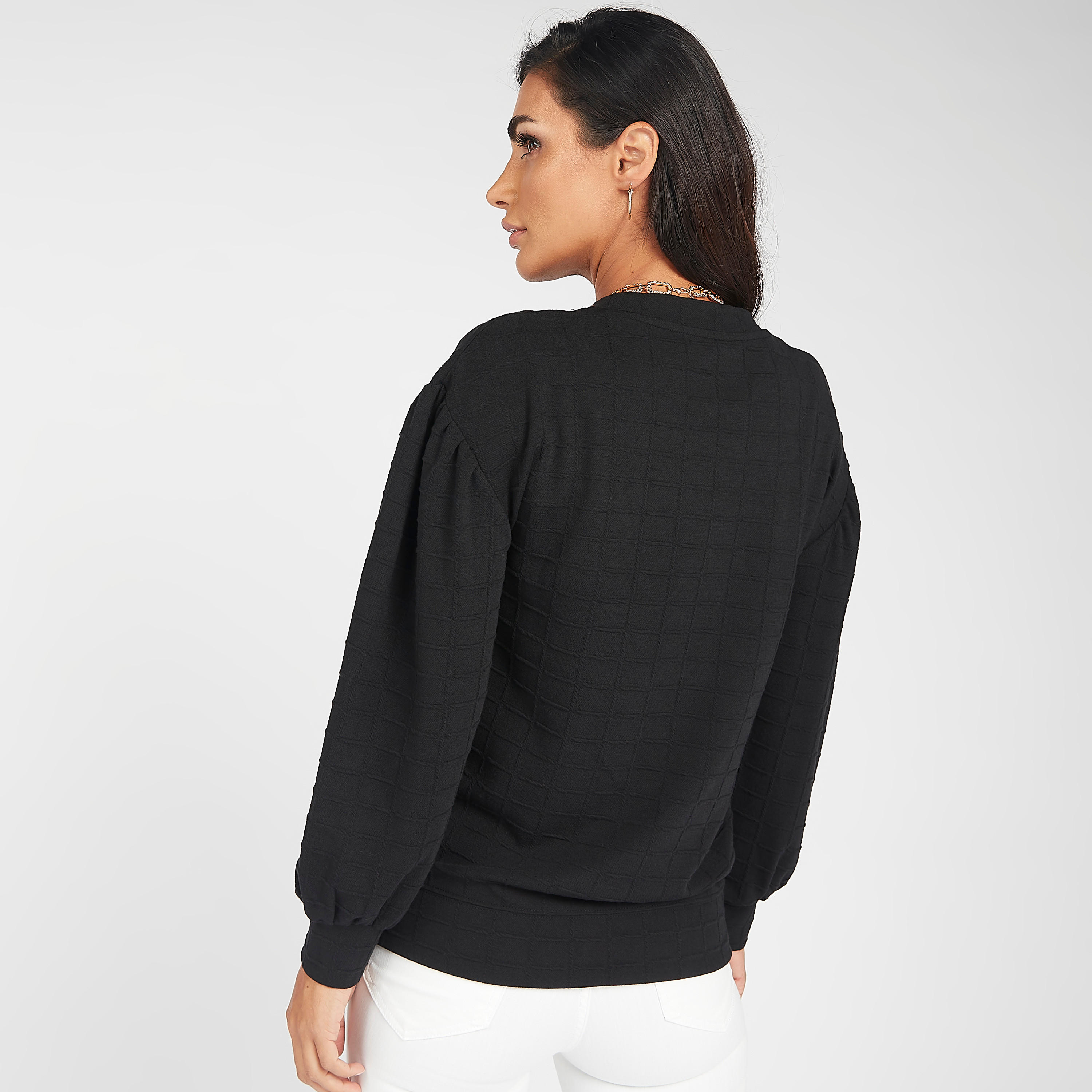 سويت شيرت بارز الملمس بأكمام طويلة وياقة ضيقة-women-winterwear-hoodiesandsweatshirts-sweatshirts-image-3