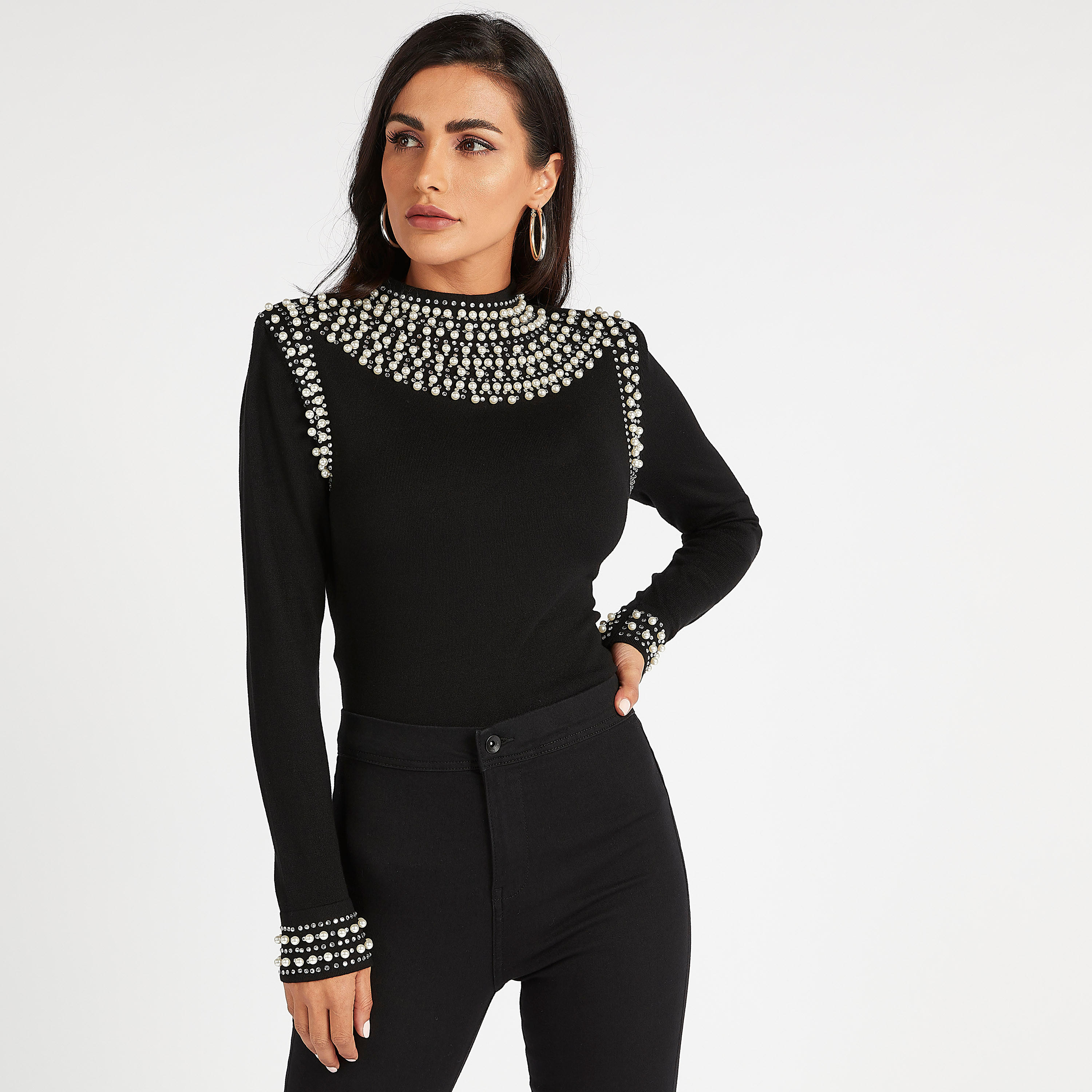 كنزة مزينة بياقة عالية وأكمام طويلة-women-clothing-cardigansandjumpers-jumpers-image-6