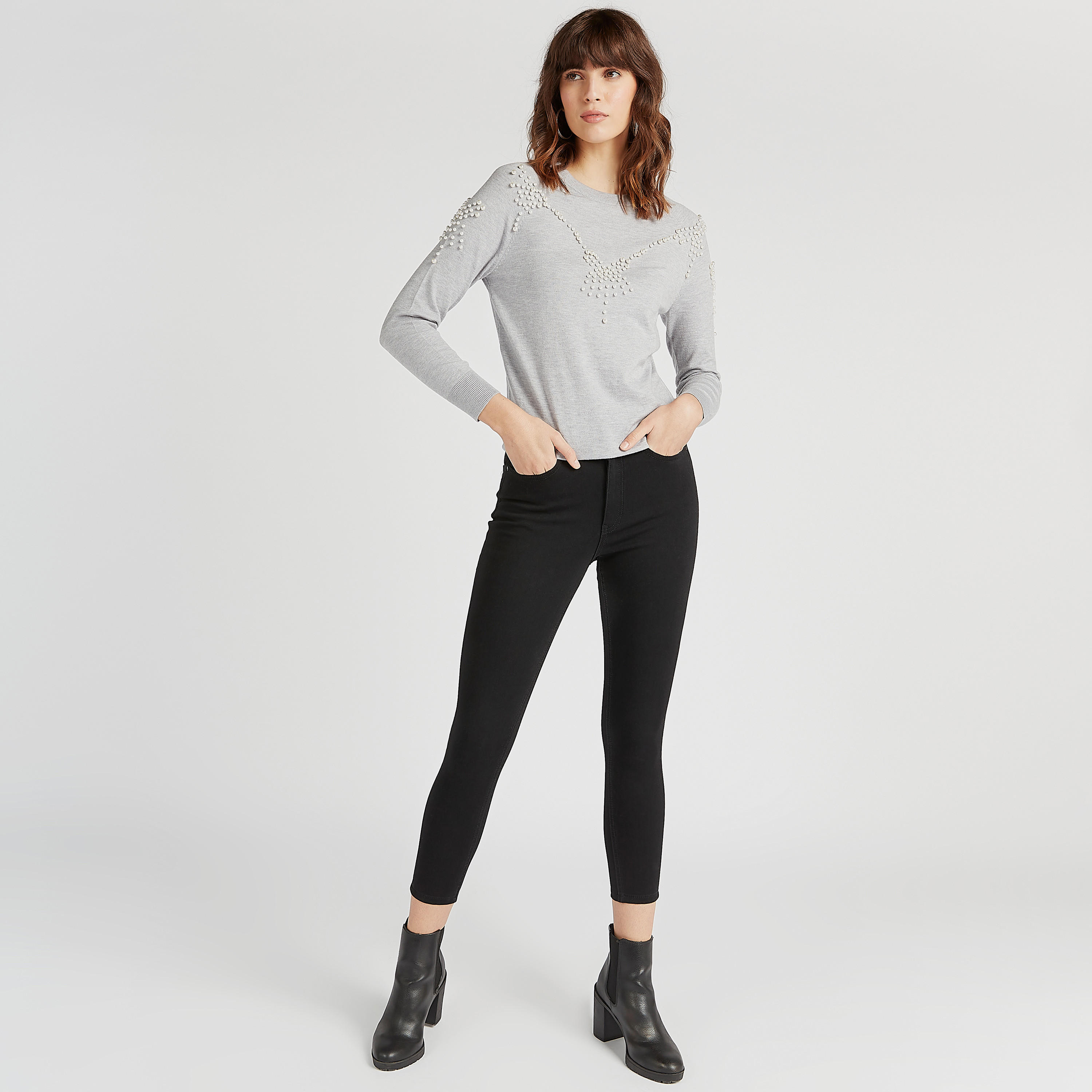 Embellished Crew Neck Sweater with Long Sleeves-women-clothing-cardigansandjumpers-jumpers-image-2