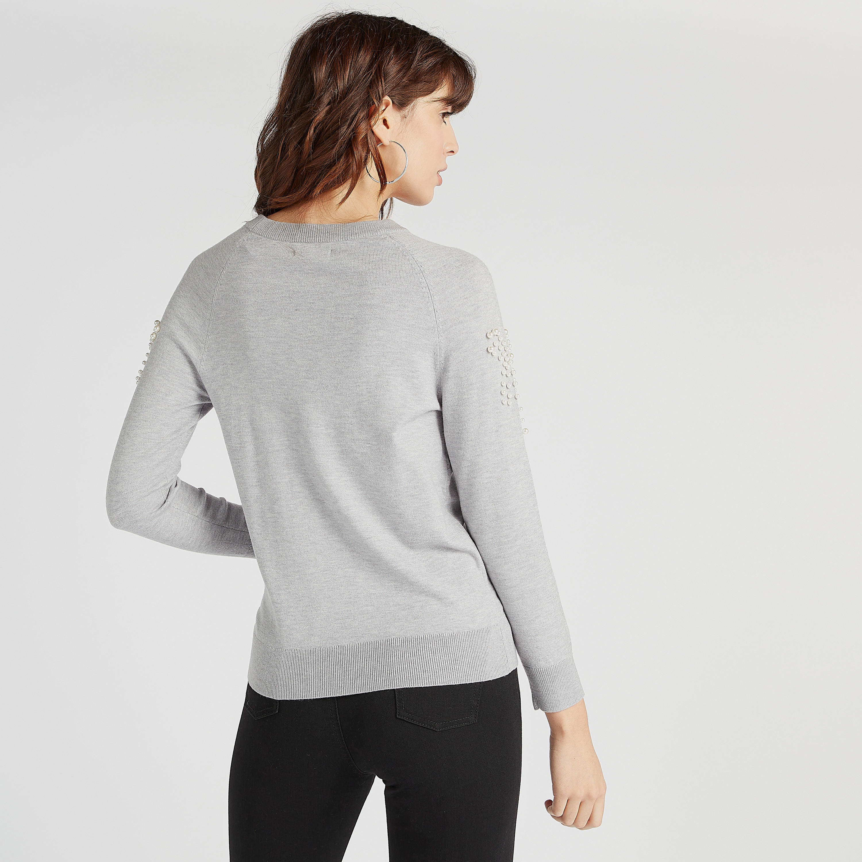 Embellished Crew Neck Sweater with Long Sleeves-women-clothing-cardigansandjumpers-jumpers-image-3