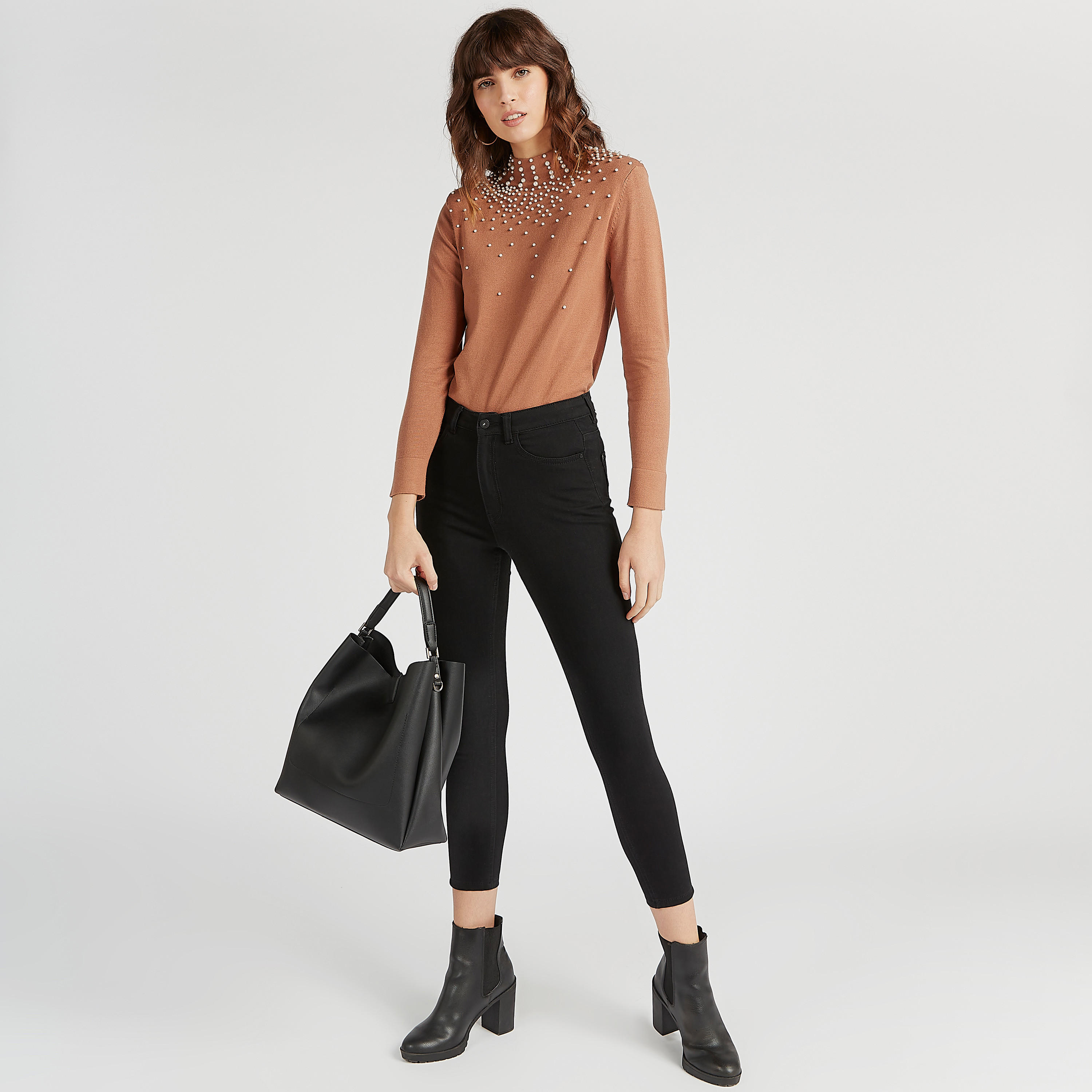 كنزة مزينة بياقة عالية وأكمام طويلة-women-clothing-cardigansandjumpers-jumpers-image-2