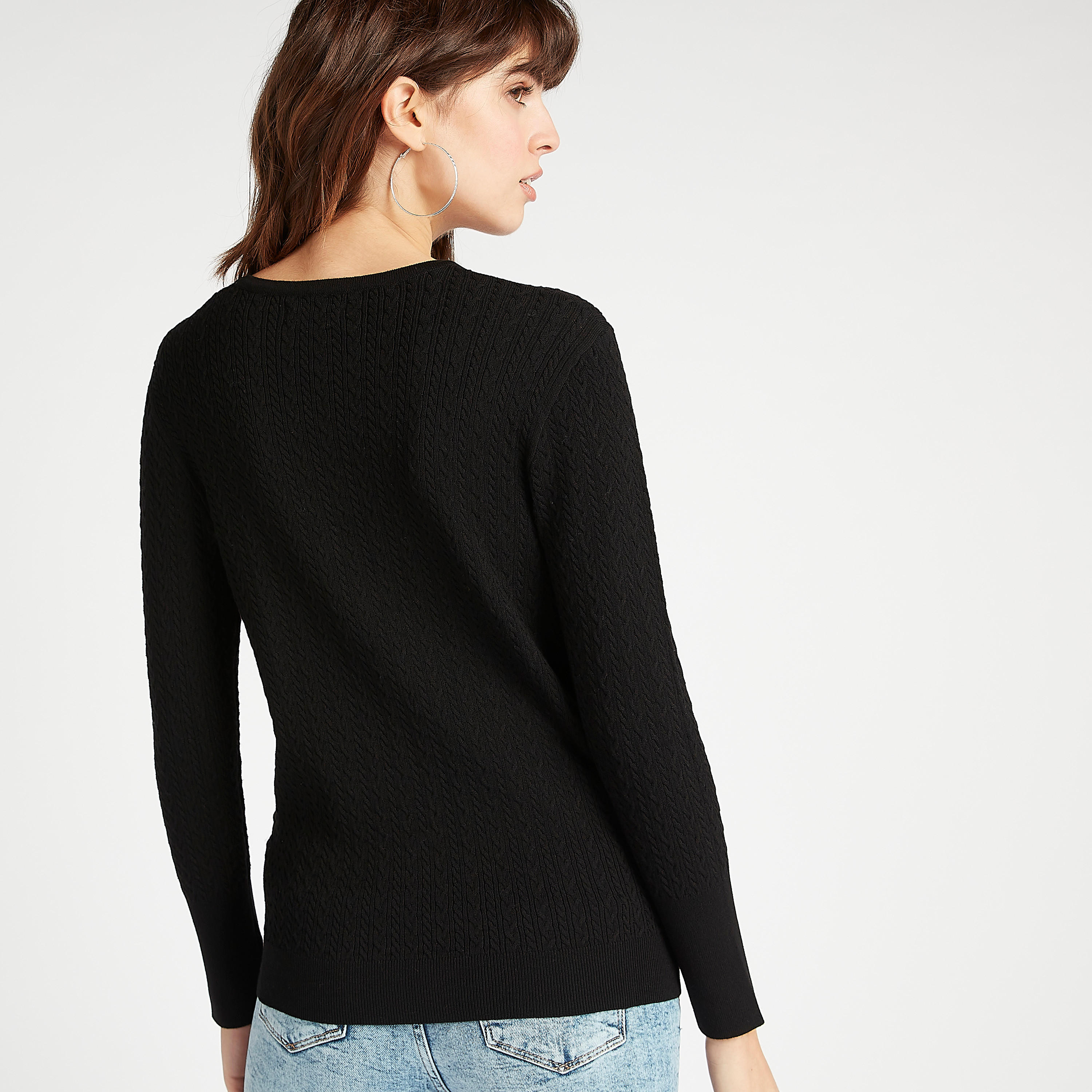 Textured Cardigan with Embellished Buttons and Long Sleeves-women-winterwear-cardigansandjumpers-cardigans-image-4