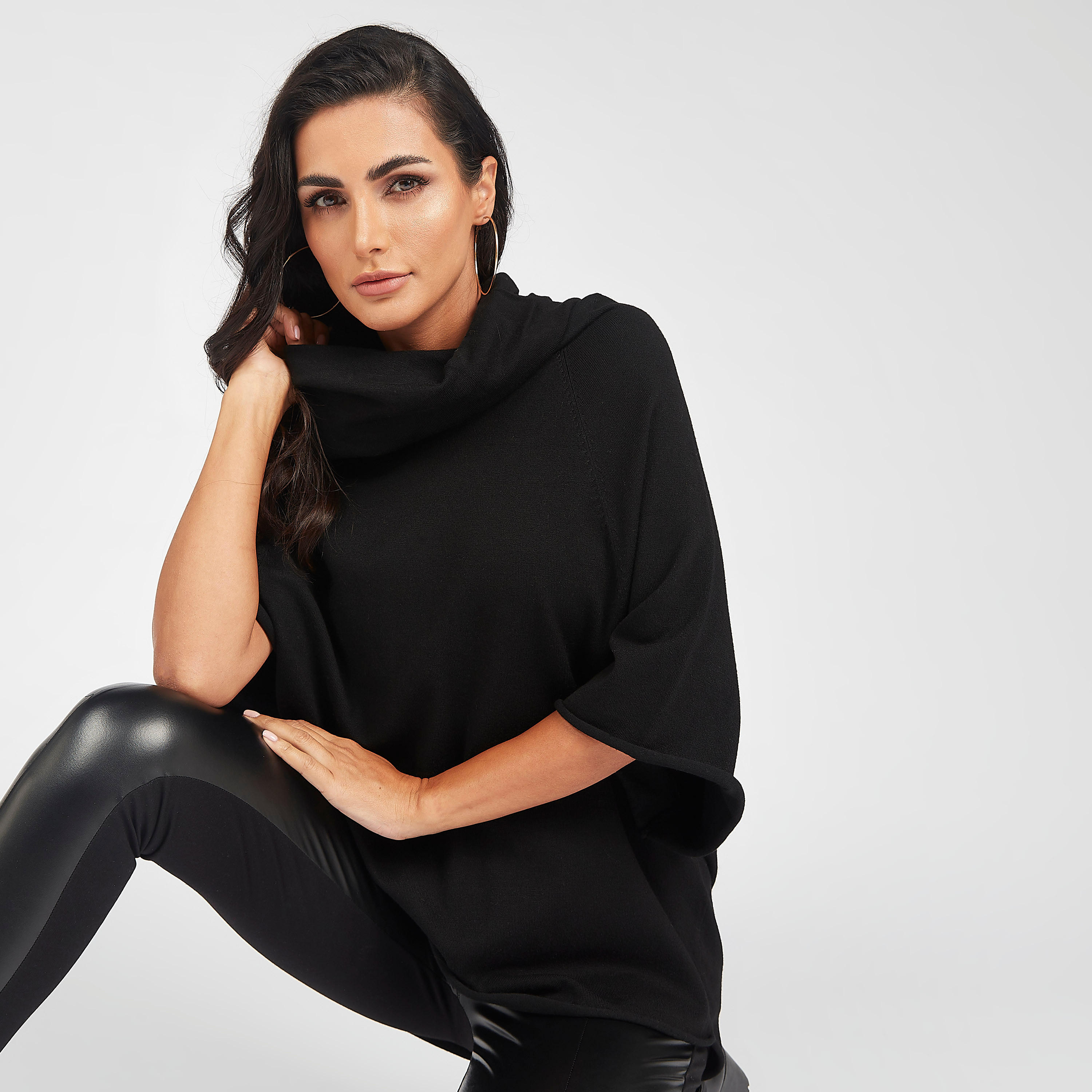 كنزة سادة بياقة منسدلة وأكمام 3/4-women-clothing-cardigansandjumpers-jumpers-image-7