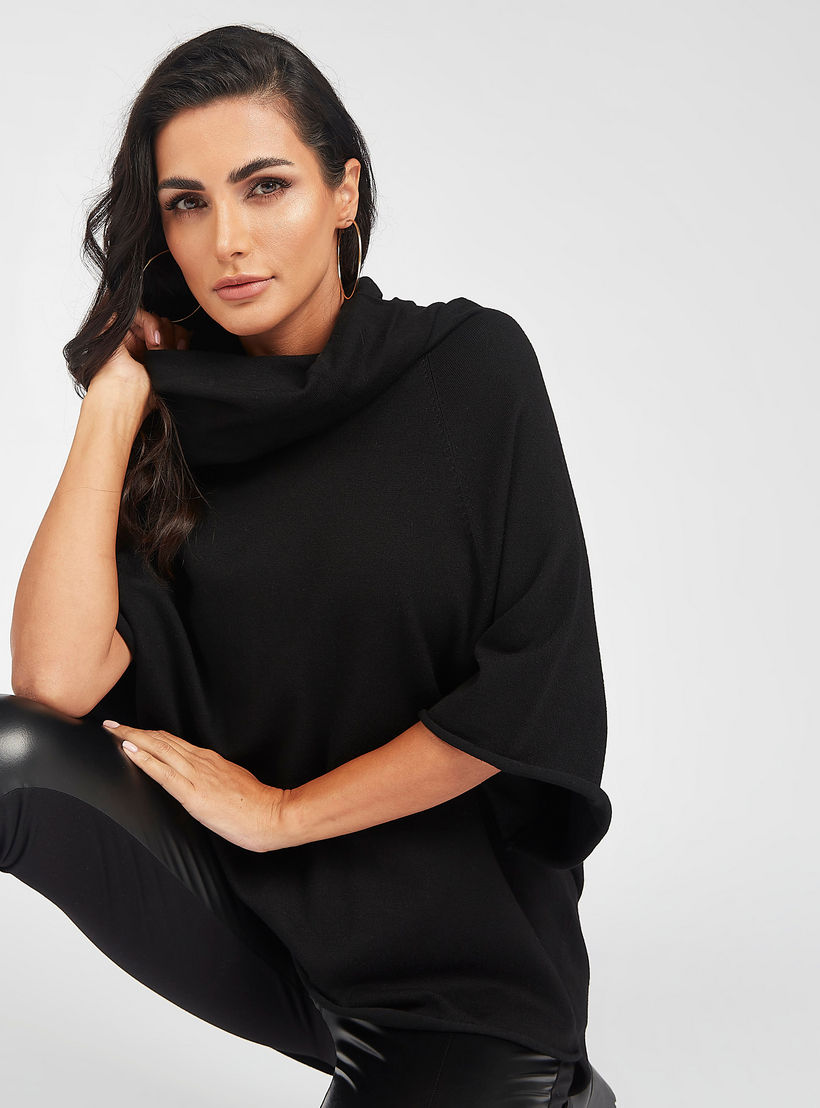 كنزة سادة بياقة منسدلة وأكمام 3/4-women-clothing-cardigansandjumpers-jumpers-image-7