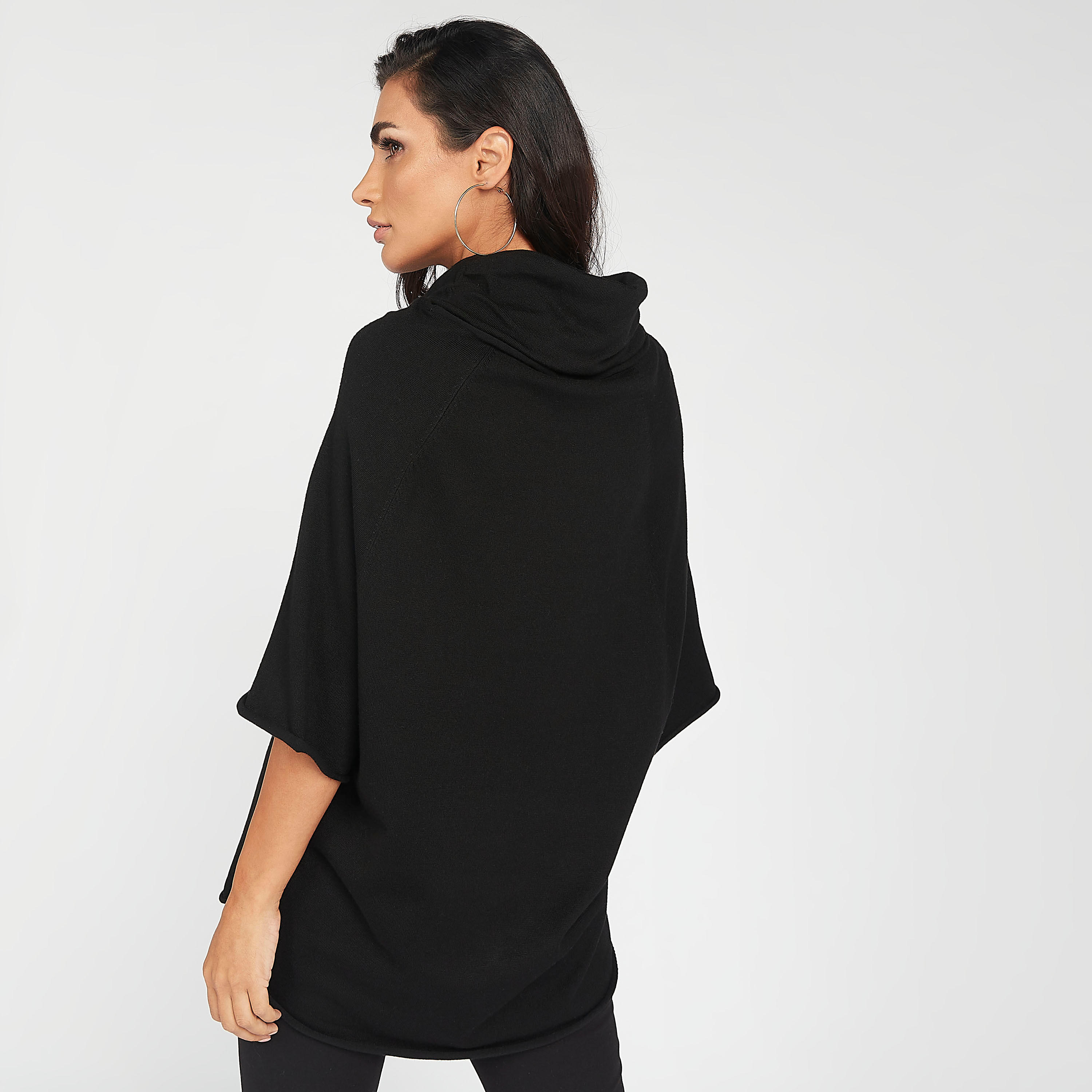 كنزة سادة بياقة منسدلة وأكمام 3/4-women-clothing-cardigansandjumpers-jumpers-image-4