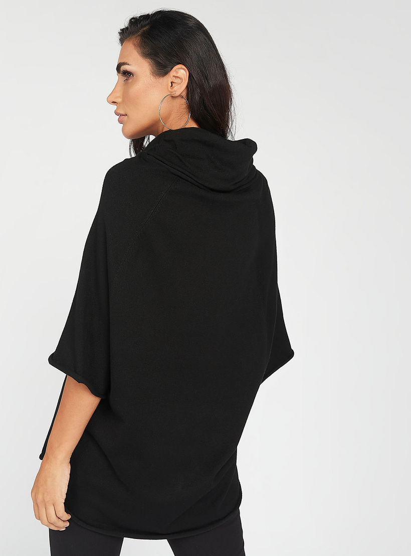 كنزة سادة بياقة منسدلة وأكمام 3/4-women-clothing-cardigansandjumpers-jumpers-image-4