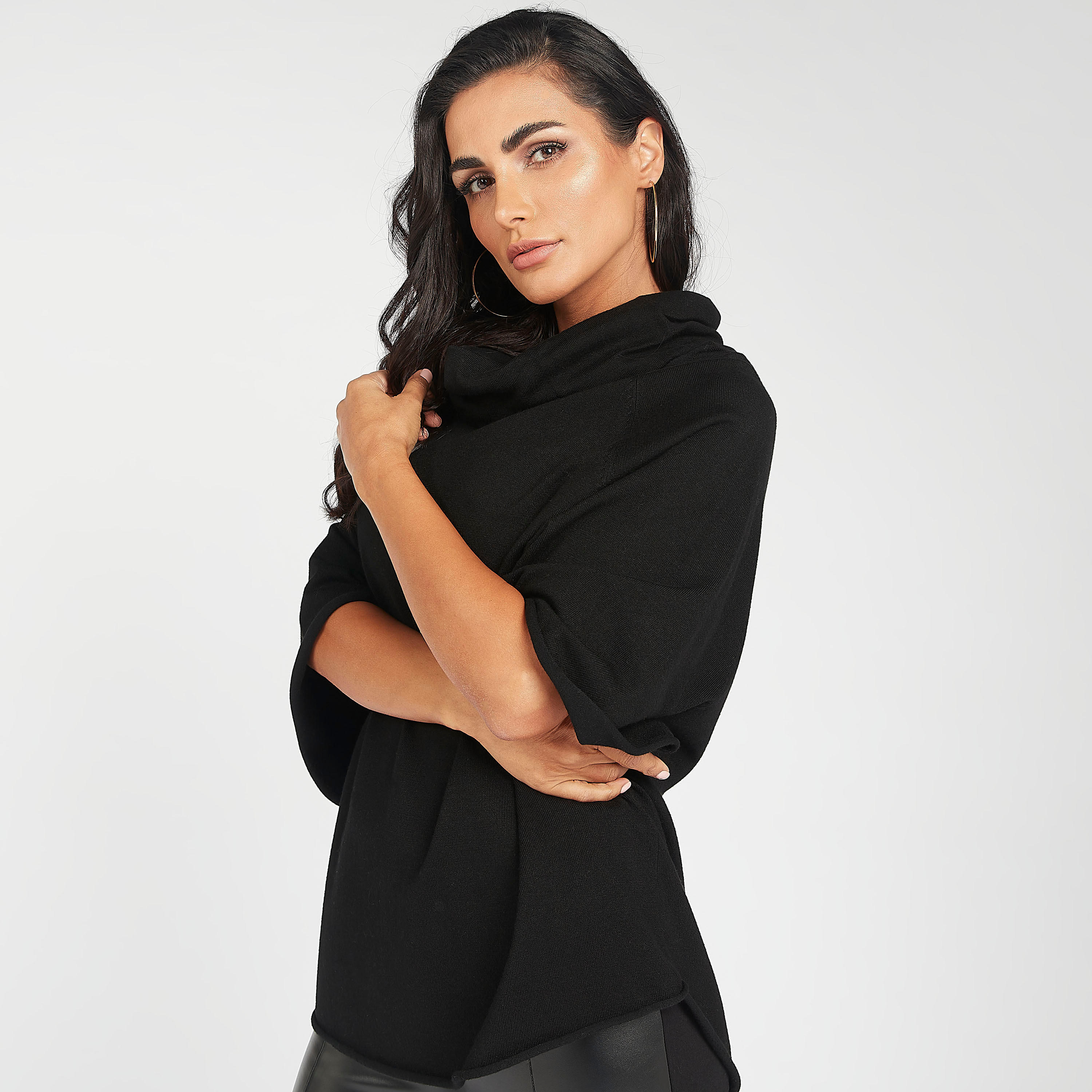 كنزة سادة بياقة منسدلة وأكمام 3/4-women-clothing-cardigansandjumpers-jumpers-image-3