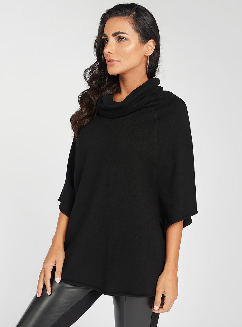 كنزة سادة بياقة منسدلة وأكمام 3/4-women-clothing-cardigansandjumpers-jumpers-image-1