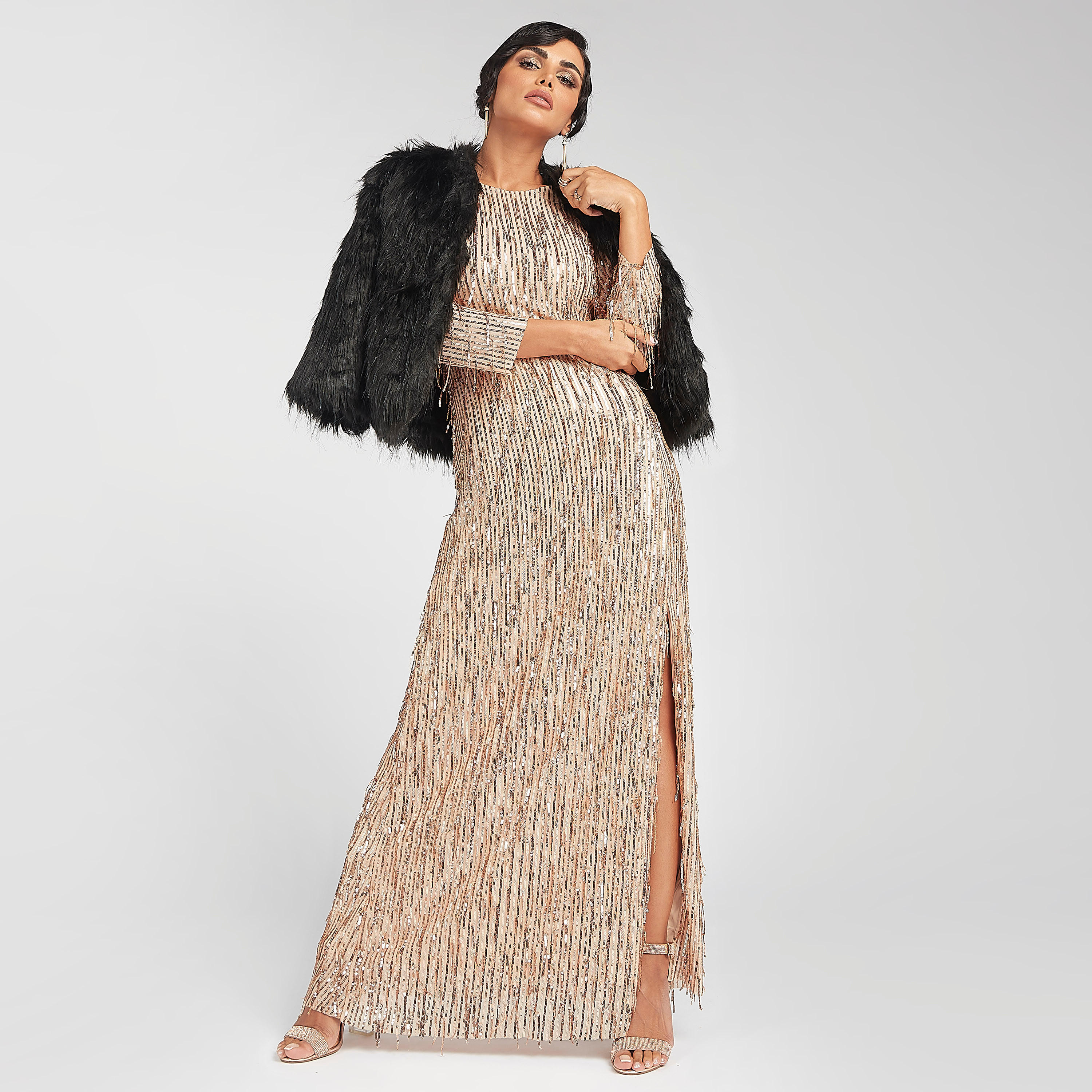 فستان إيه لاين طويل ضيق مزين بأكمام طويلة و فتحة-women-clothing-dresses-image-4