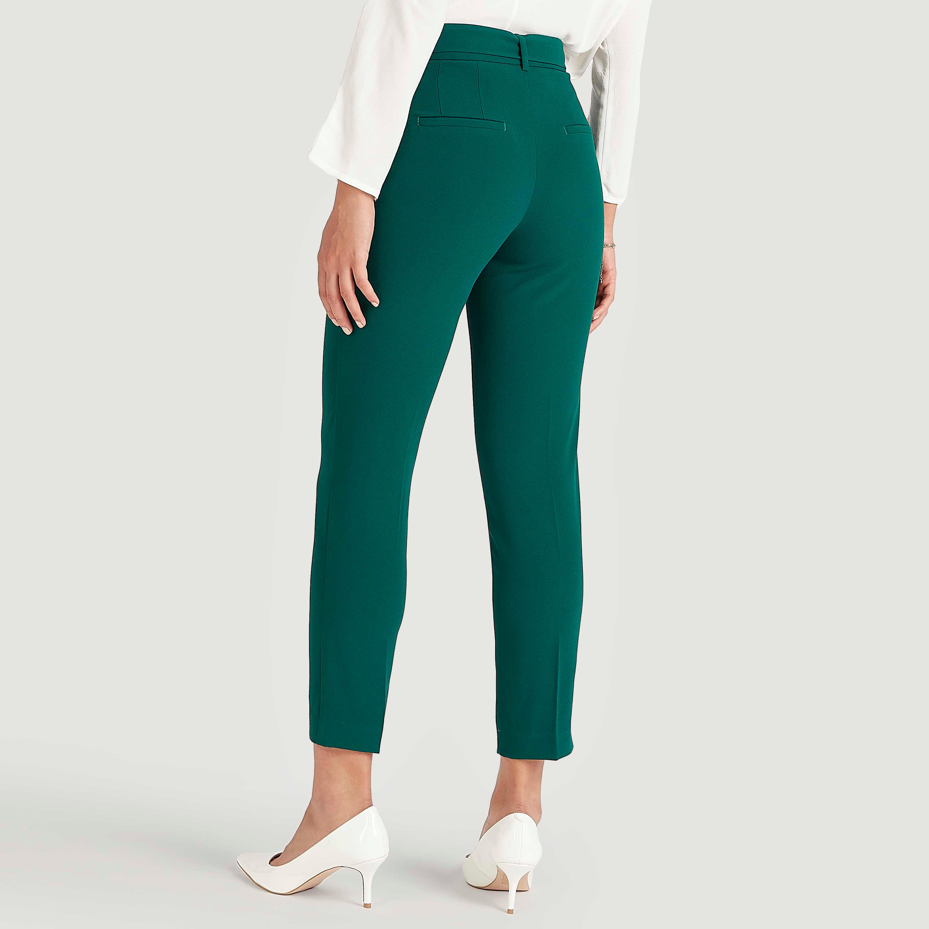 بنطلون سادة بقصّة سليم وخصر متوسّط الارتفاع وجيوب وحزام-women-clothing-bottoms-trousers-image-4