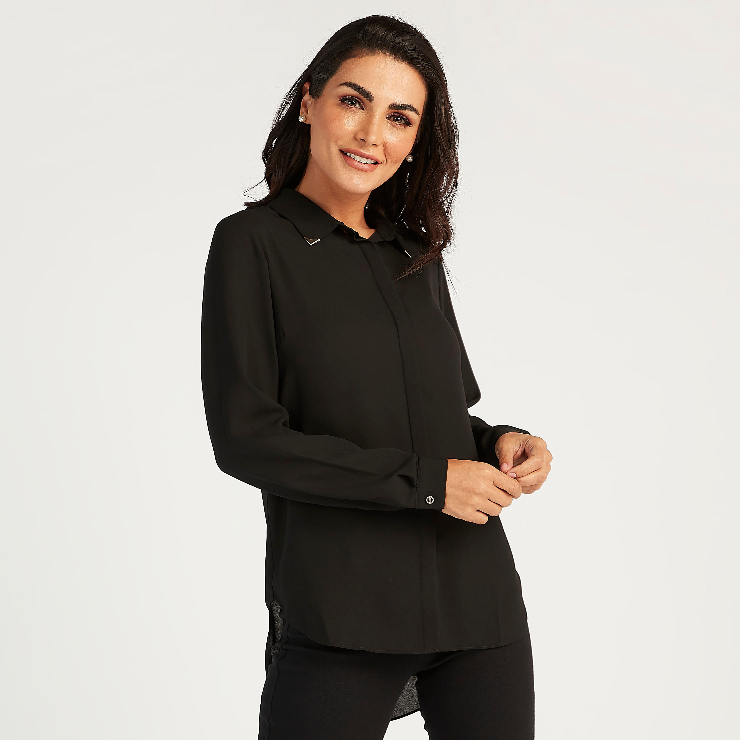 قميص سادة بأكمام طويلة وحواف غير مستوية-women-clothing-shirtsandblouses-shirts-image-6