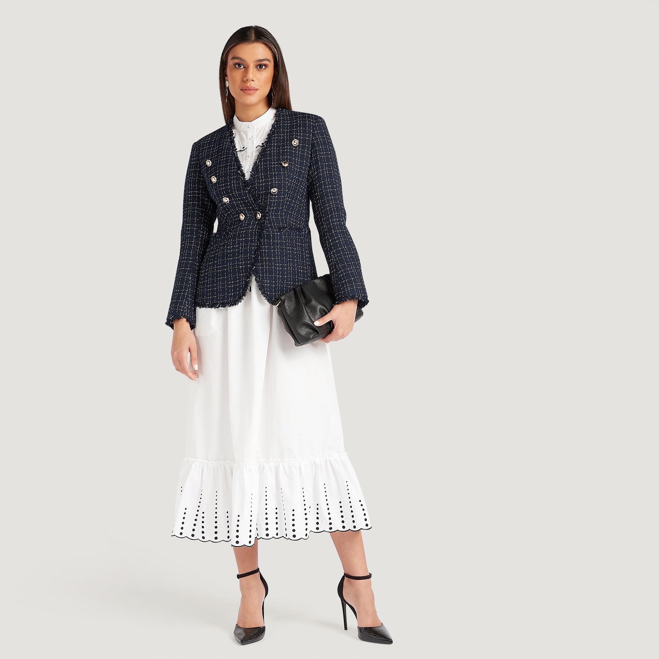 تنّورة إيه لاين ميدي مطرّزة بجيوب وأربطة-women-clothing-dresses-image-2