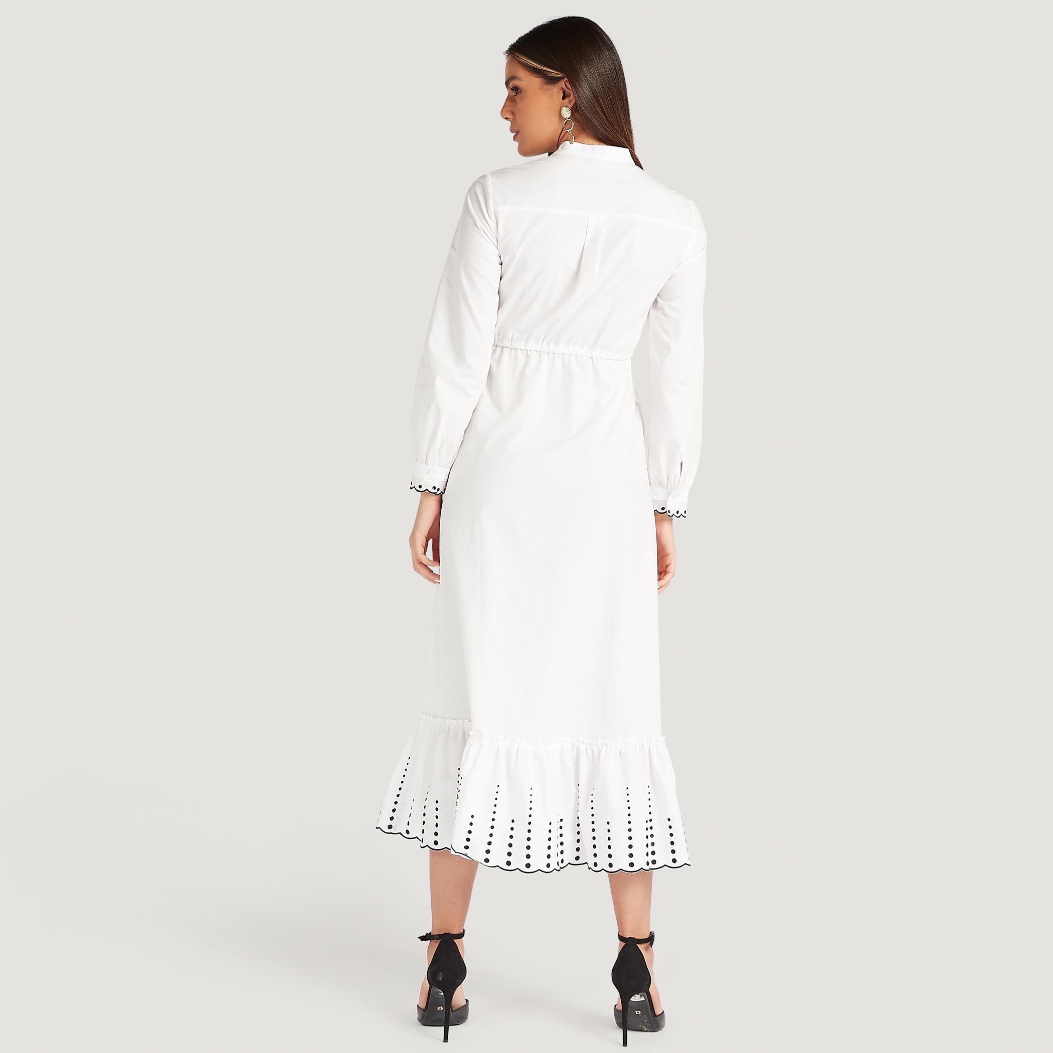 تنّورة إيه لاين ميدي مطرّزة بجيوب وأربطة-women-clothing-dresses-image-4