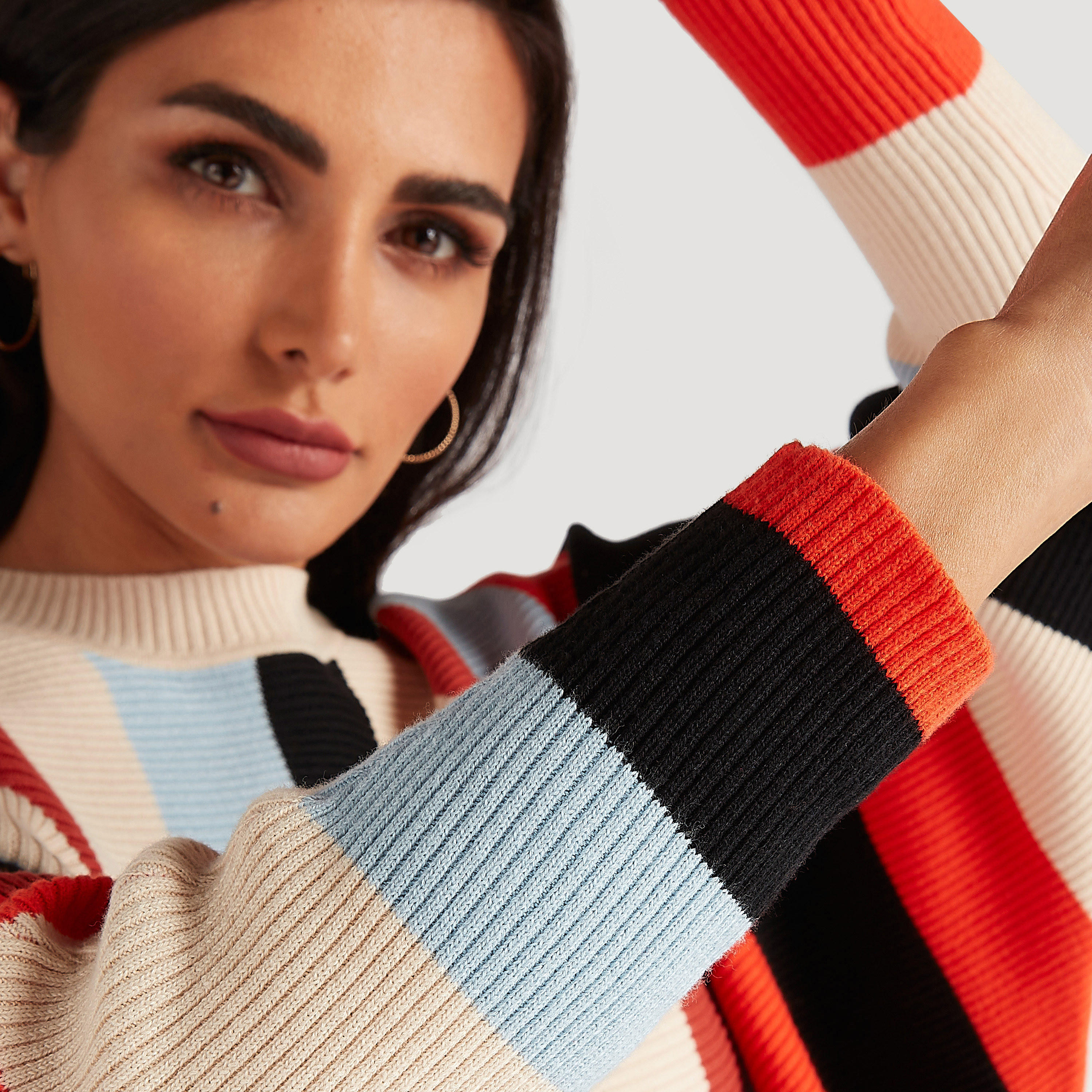 Textured Longline Sweater with Crew Neck and Long Sleeves-women-winterwear-hoodiesandsweatshirts-sweatshirts-image-3