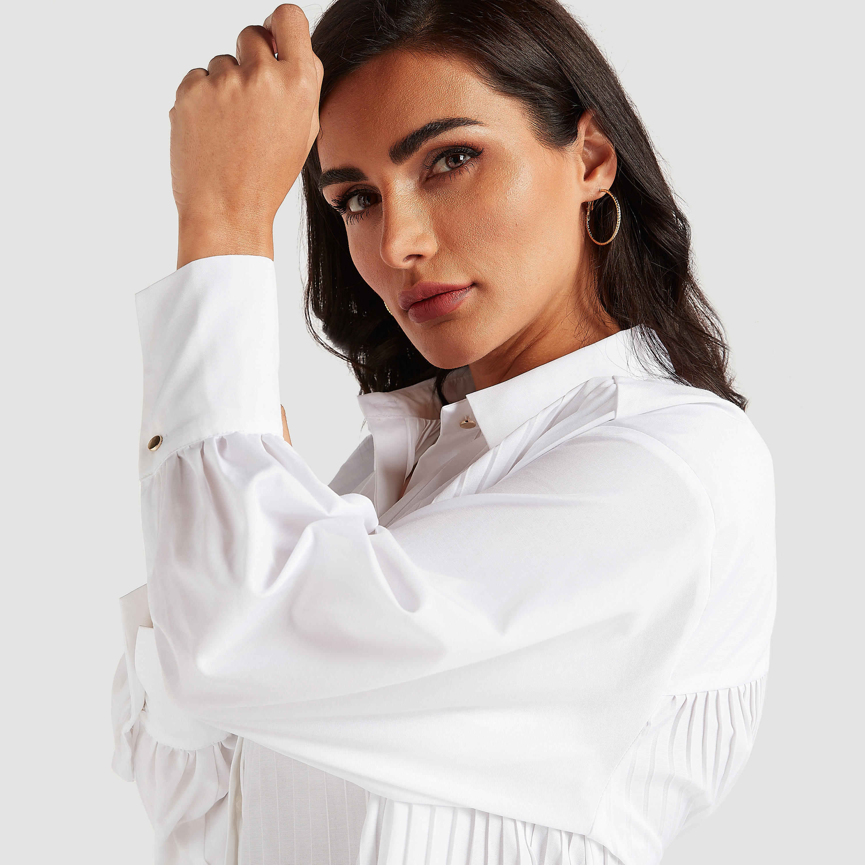 قميص طويل بكُسرات وأكمام بيشوب-women-clothing-shirtsandblouses-shirts-image-3