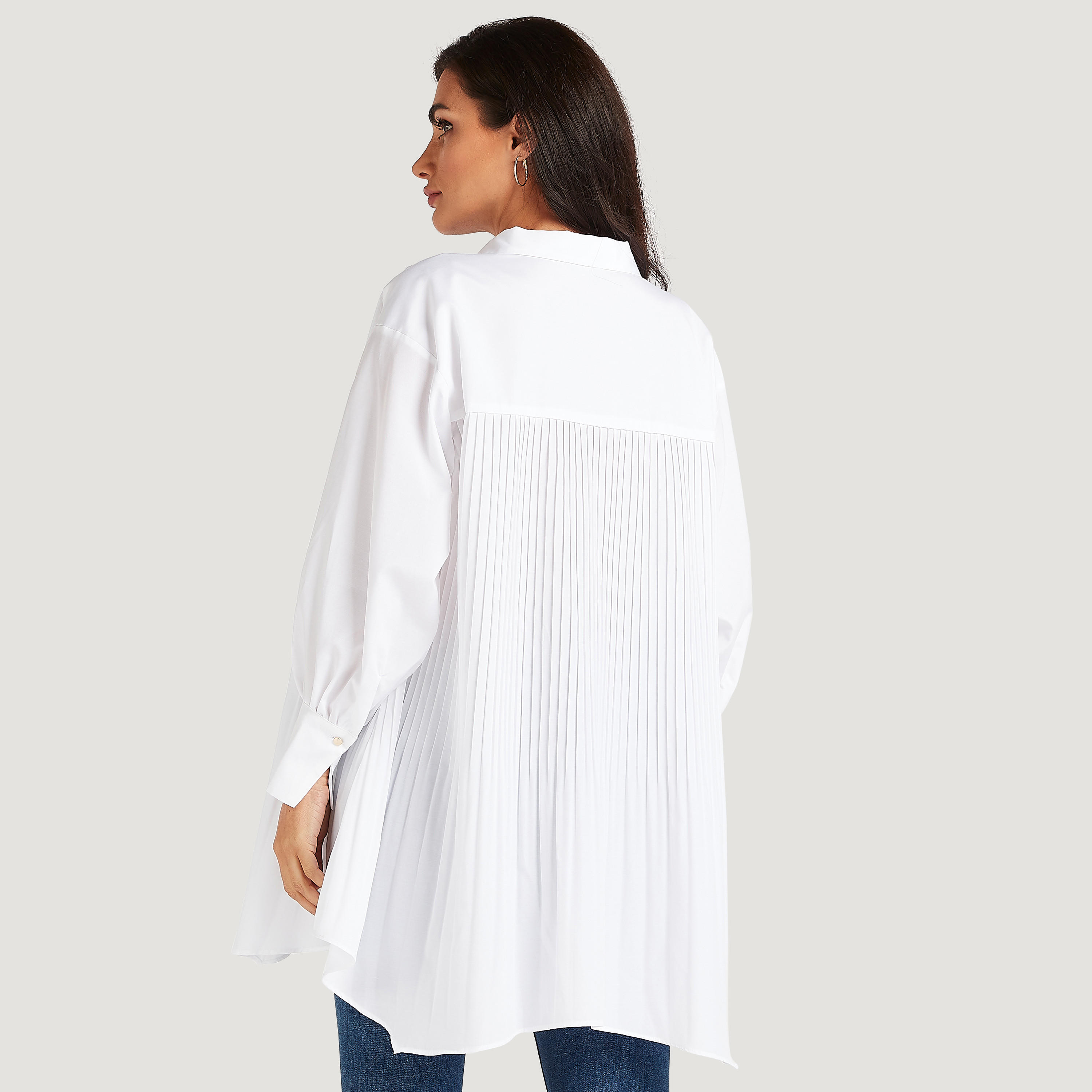 قميص طويل بكُسرات وأكمام بيشوب-women-clothing-shirtsandblouses-shirts-image-4