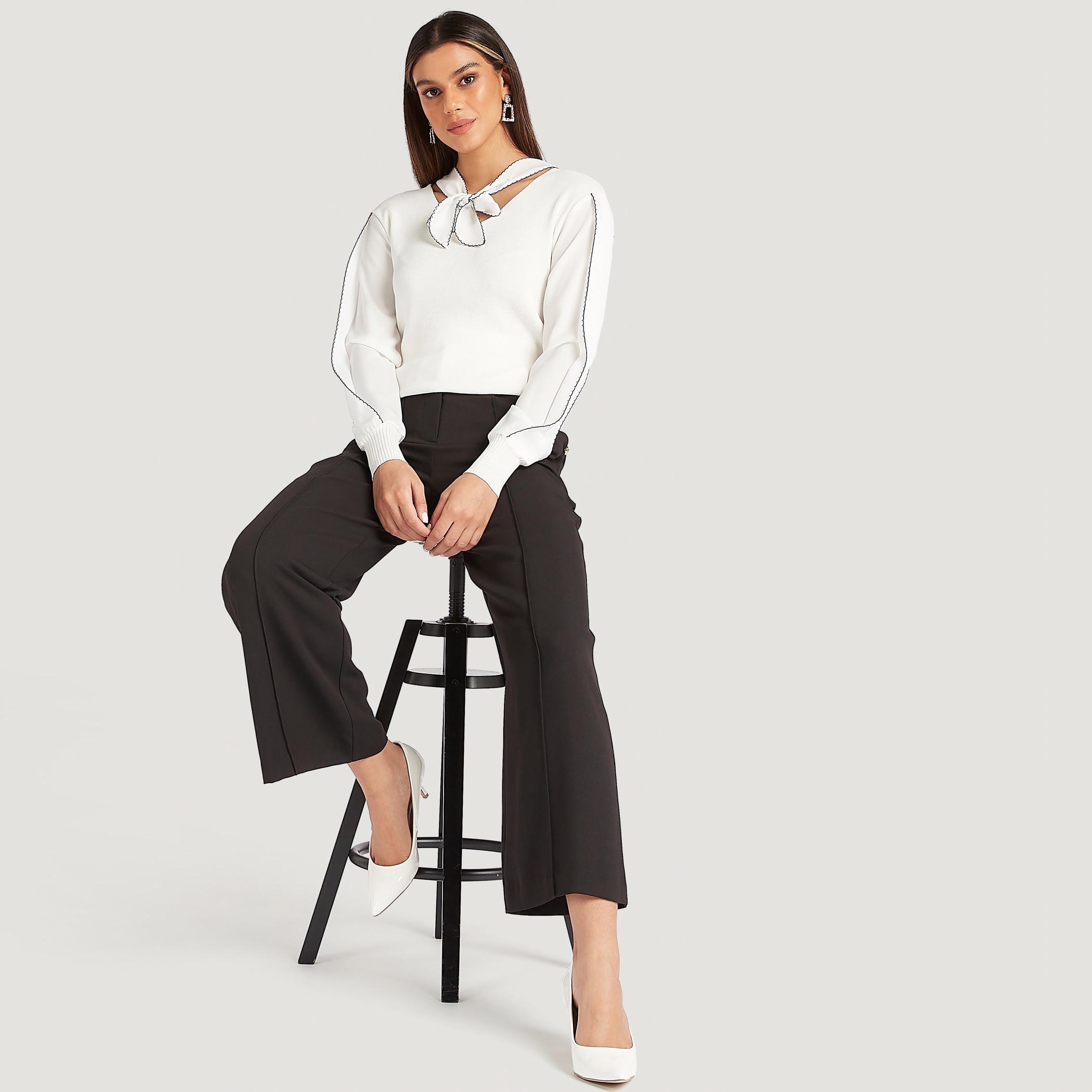 كنزة سادة بأكمام طويلة وياقة برباط-women-clothing-cardigansandjumpers-jumpers-image-6