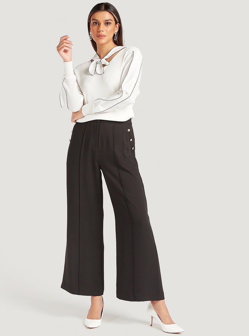 كنزة سادة بأكمام طويلة وياقة برباط-women-clothing-cardigansandjumpers-jumpers-image-2
