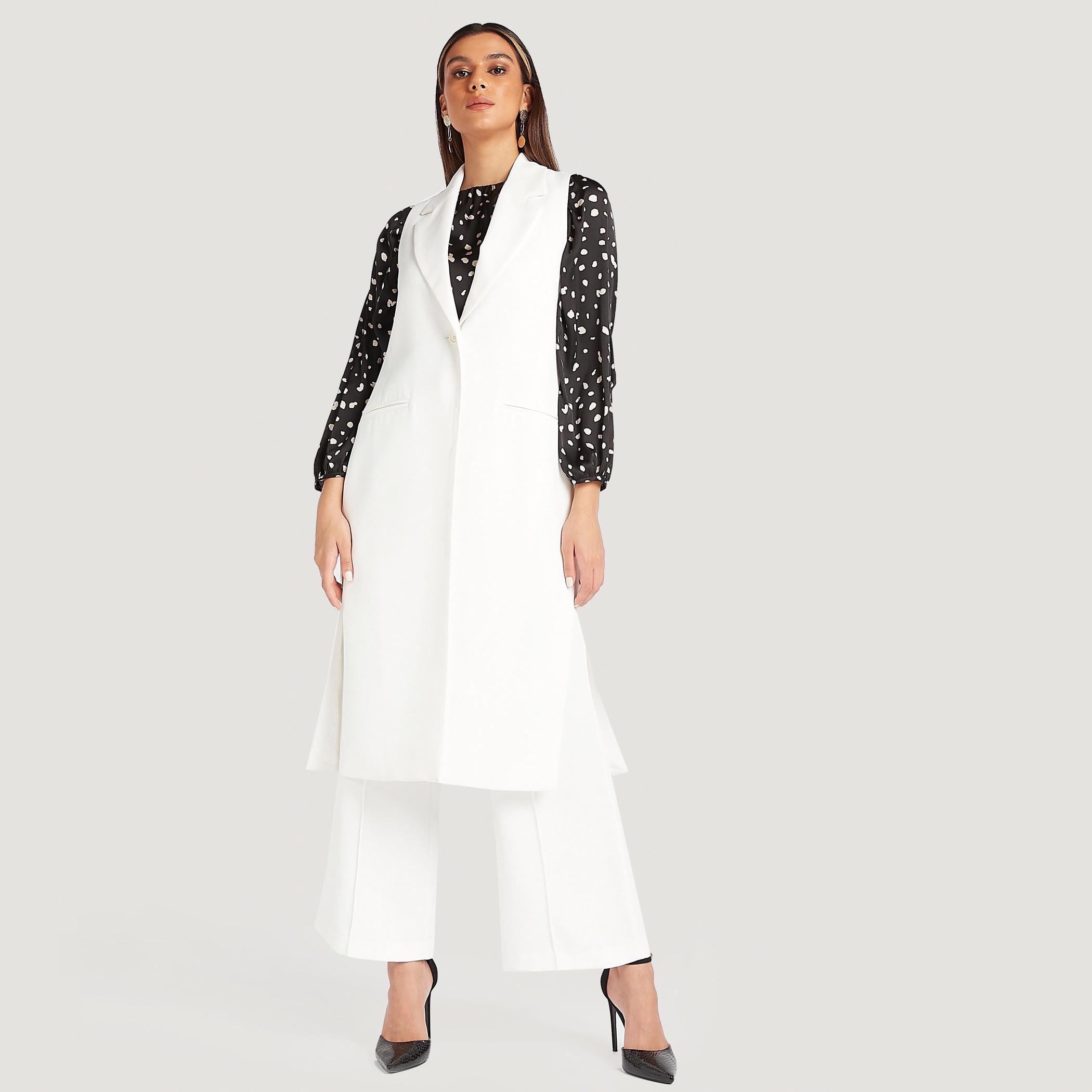 Sleeveless Trench Coat with Side Slits-women-clothing-coatsandjackets-coats-image-1