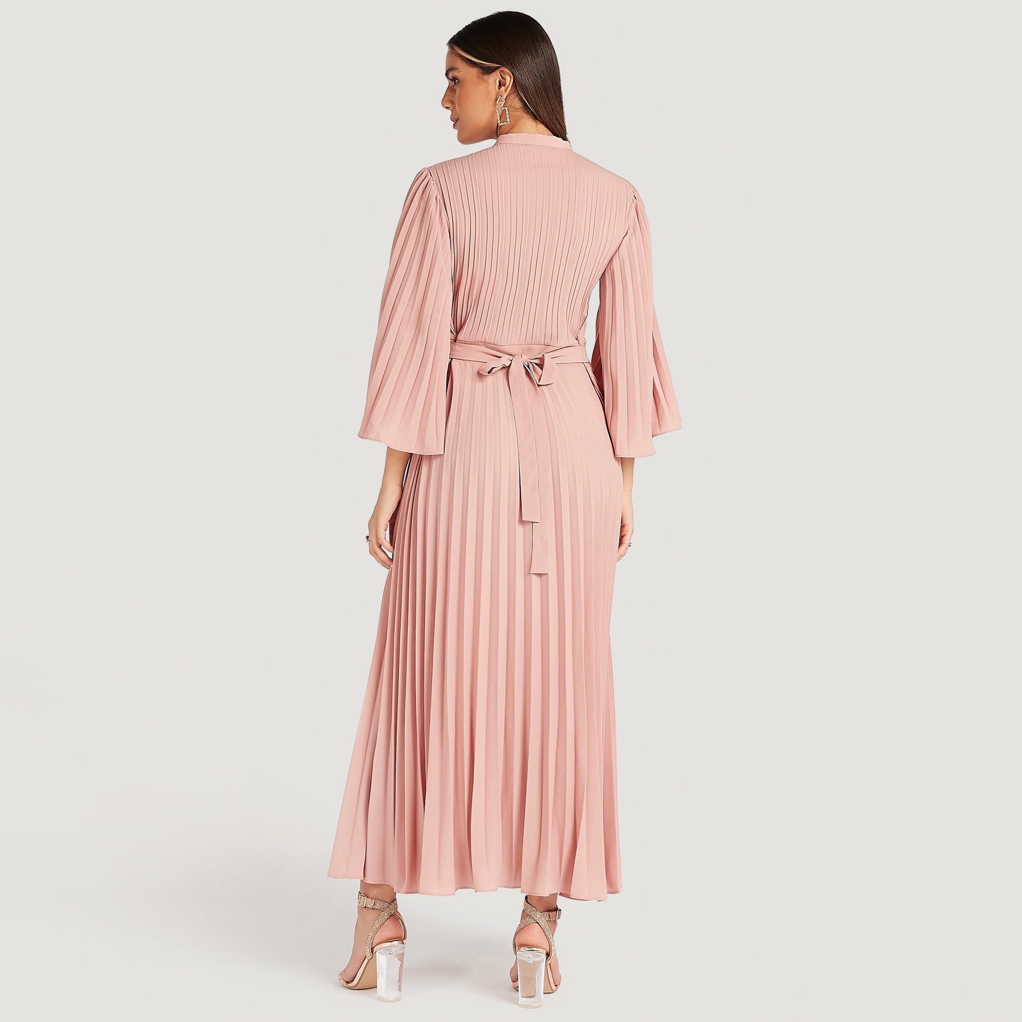 فستان إيه لاين طويل بطبعات أزهار وأكمام واسعة طويلة وكشكشة-women-clothing-dresses-image-4