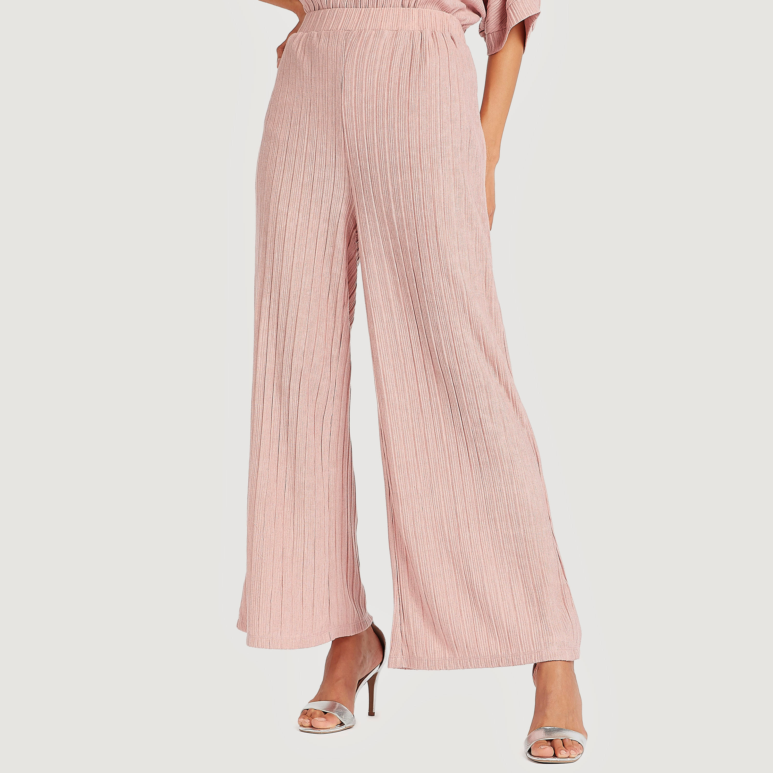 بنطلون بالازو بارز الملمس بخصر مطاطي-women-clothing-bottoms-trousers-image-6