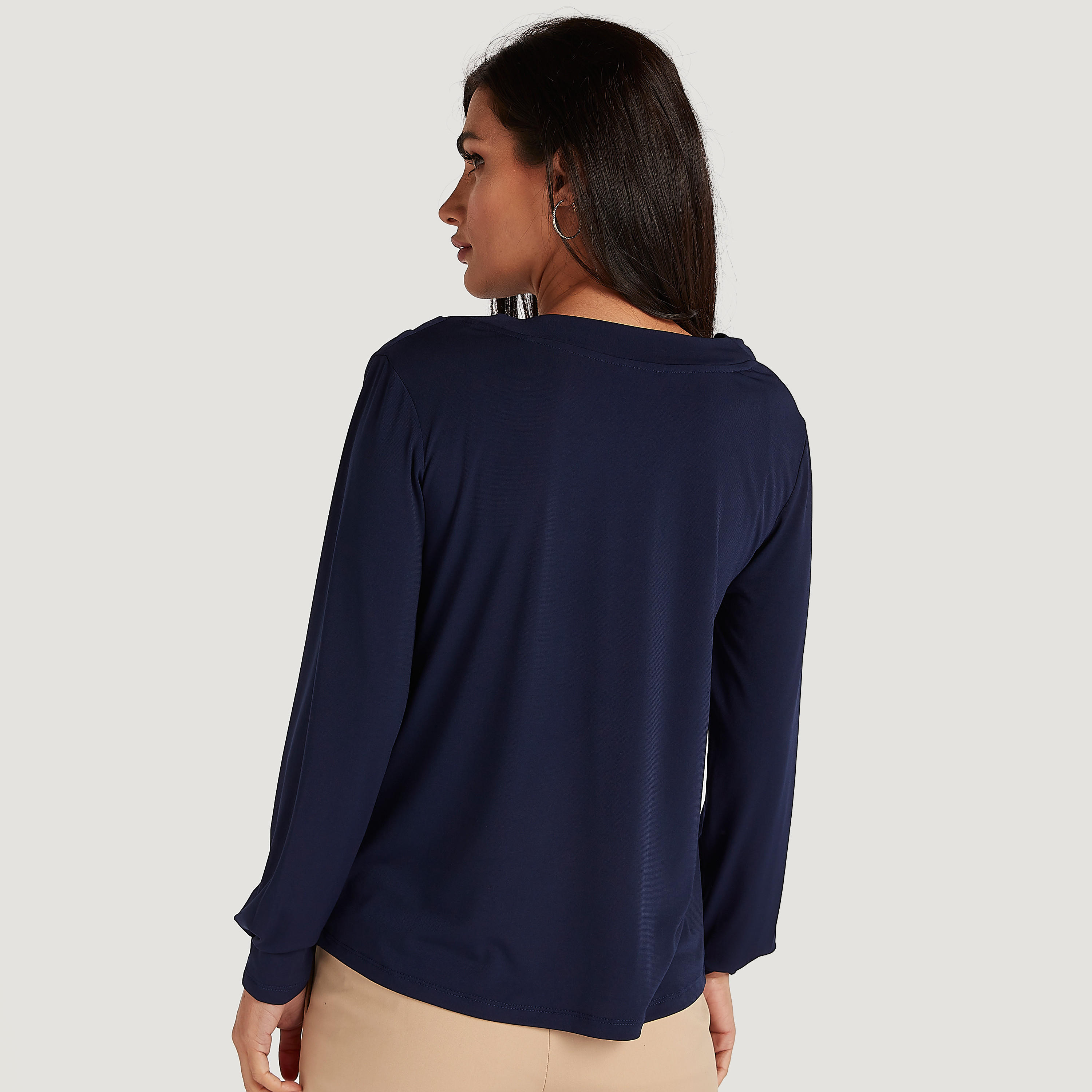 Solid Cowl Neck Top with Long Sleeves-women-clothing-shirtsandblouses-blouses-image-4
