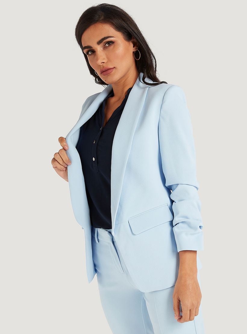 جاكيت بليزر سادة بأكمام طويلة وياقة عادية-women-clothing-coatsandjackets-blazers-image-3
