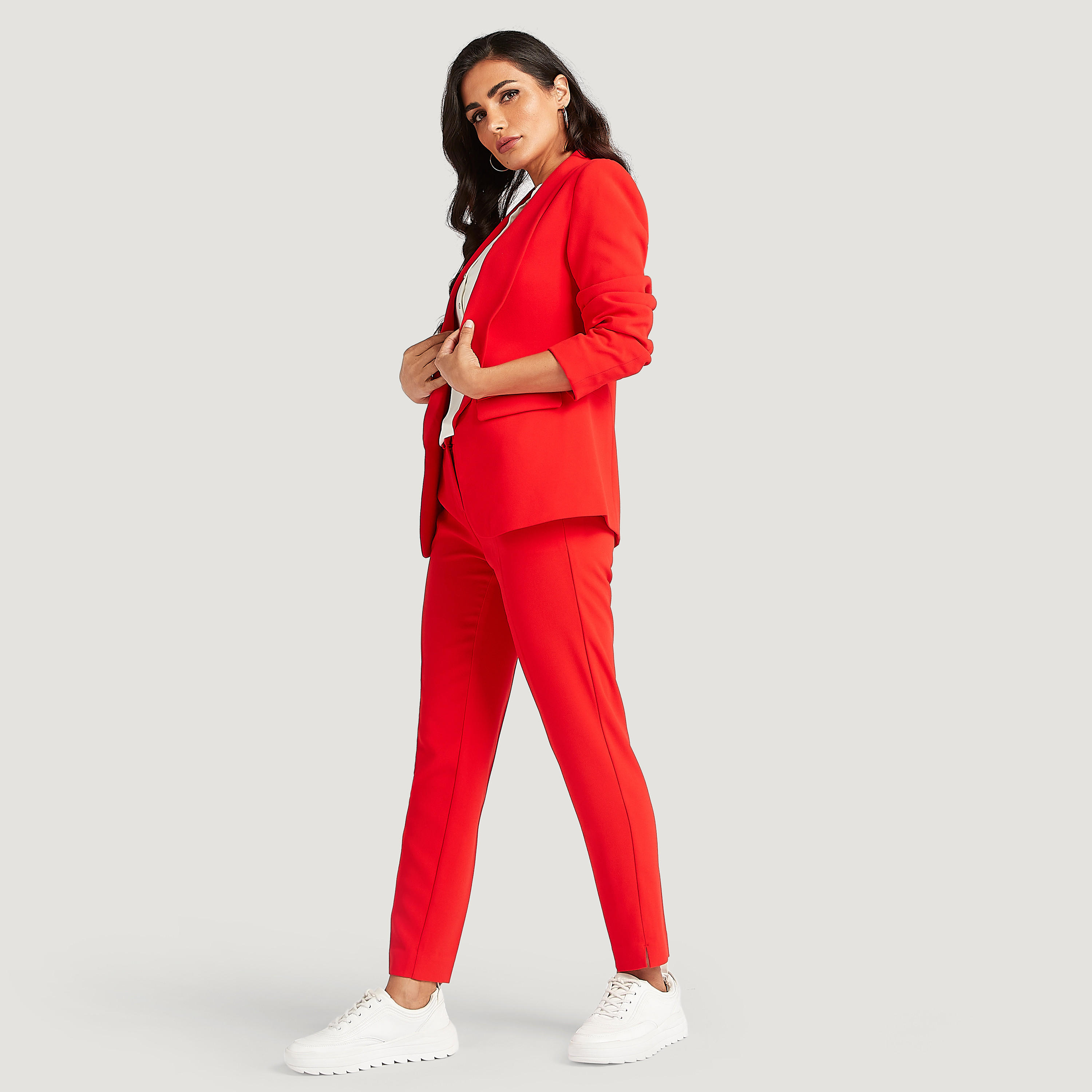 Solid Slim Fit Mid-Rise Trousers with Pockets-women-clothing-bottoms-trousers-image-2
