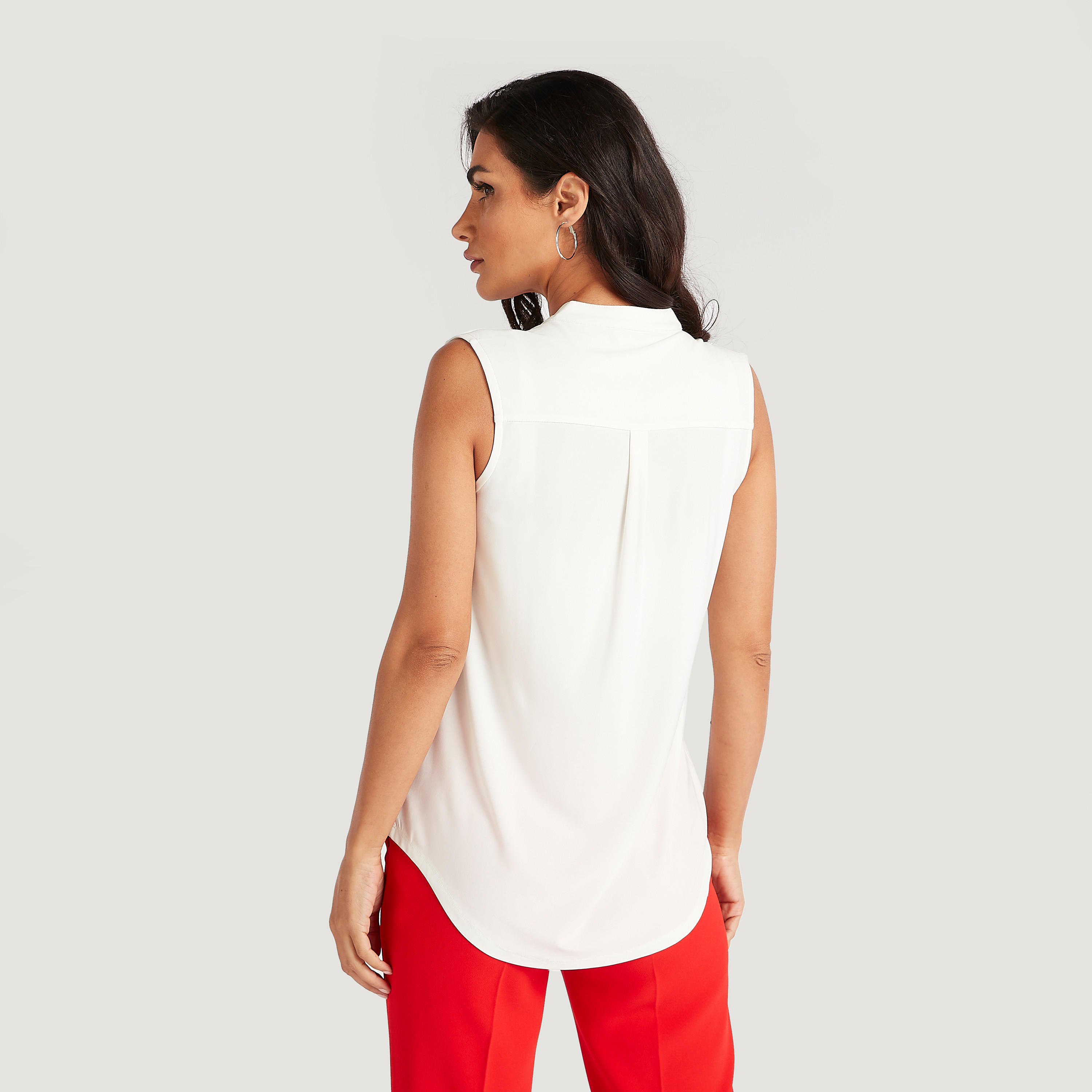 Solid Sleeveless Top with V-neck-women-clothing-shirtsandblouses-blouses-image-4