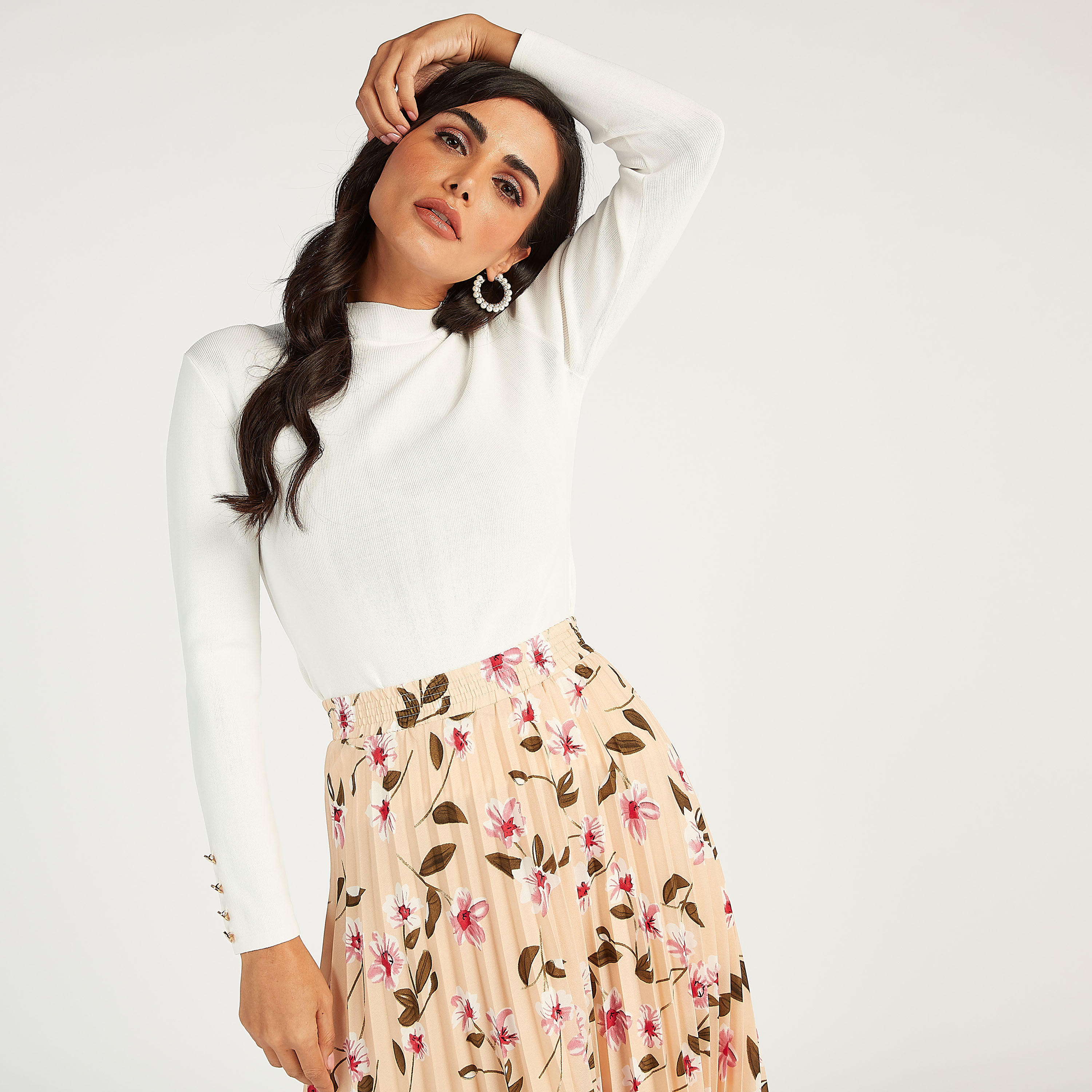 كنزة بارزة الملمس بياقة عالية وأكمام طويلة-women-clothing-cardigansandjumpers-jumpers-image-1
