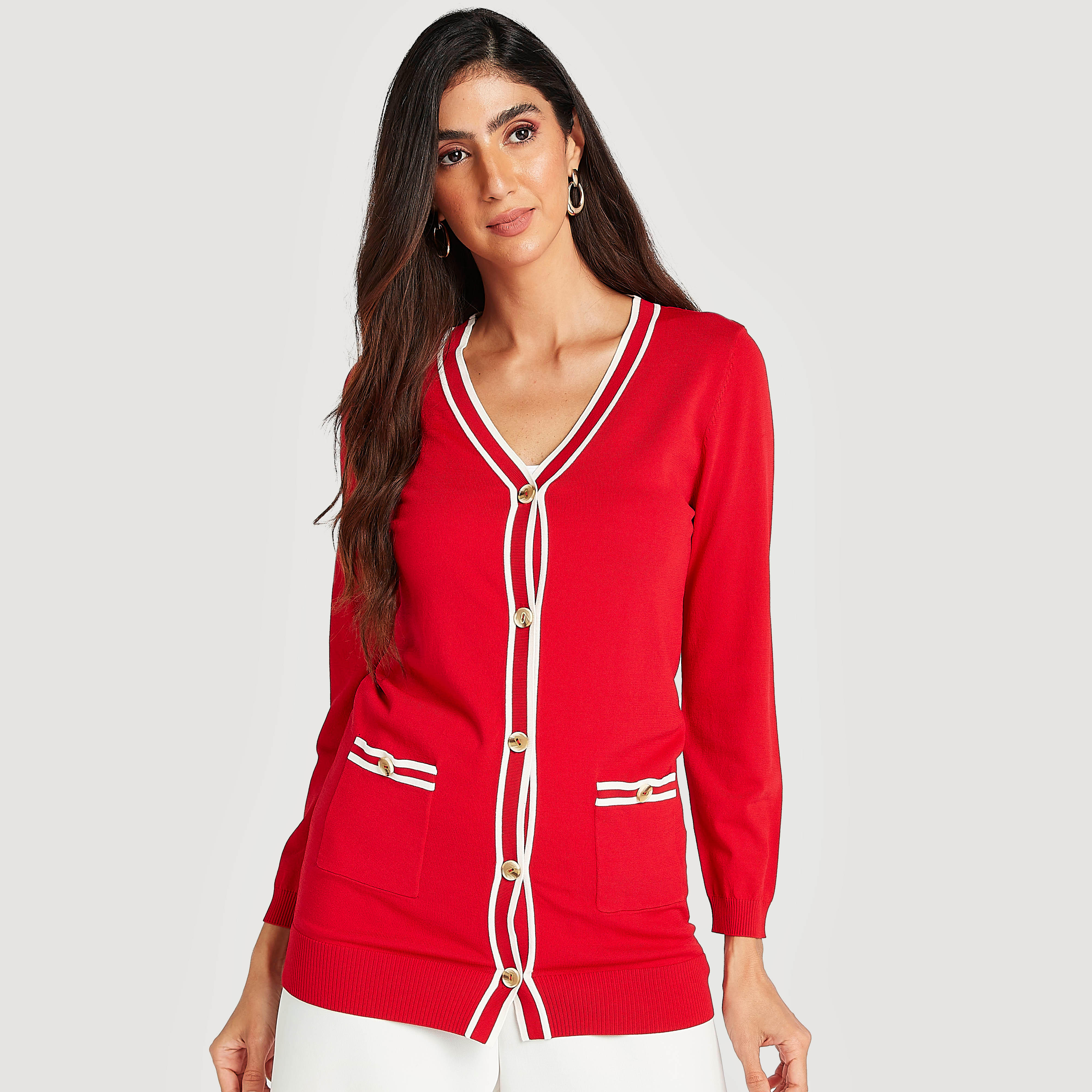 كارديجان بأكمام طويلة وجيوب-women-winterwear-cardigansandjumpers-cardigans-image-1