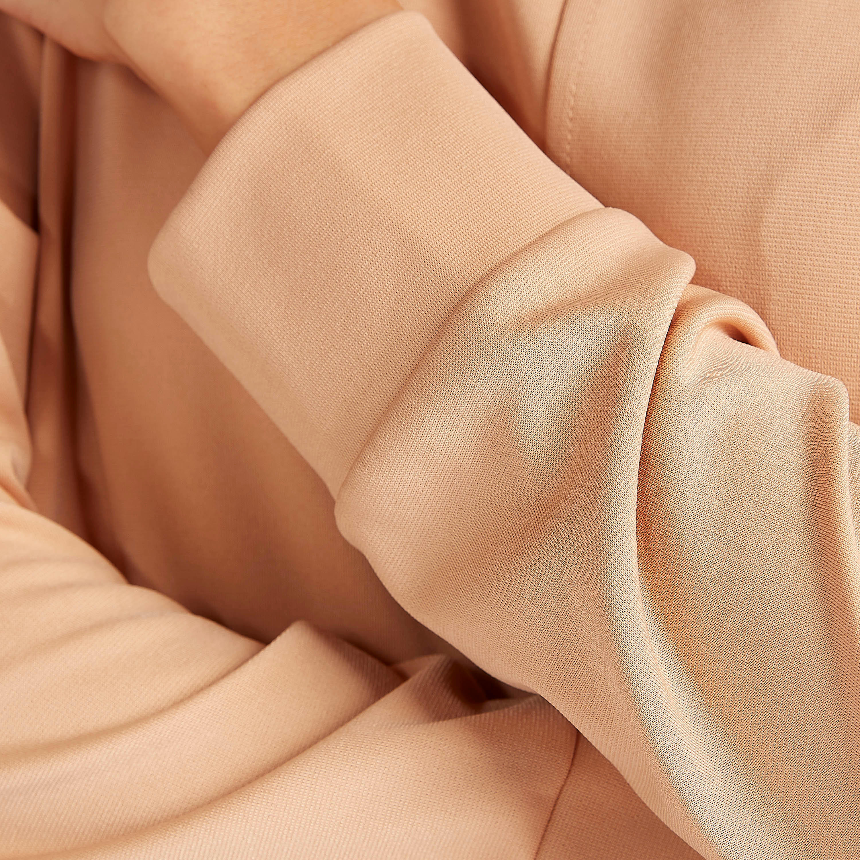 فستان ميدي سادة بطول غير مستوي وأكمام طويلة وياقة عالية-women-clothing-dresses-image-5